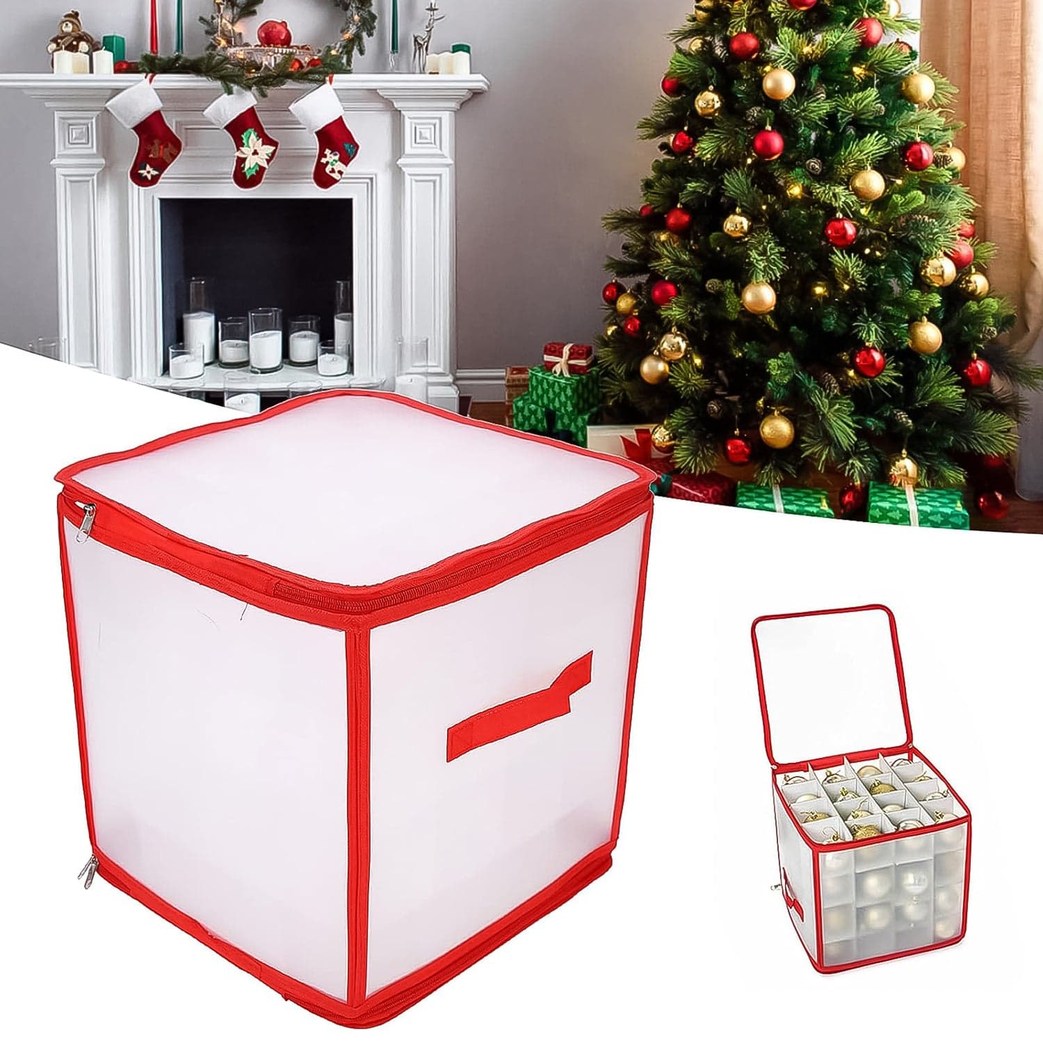 Storage Box Transparent PVC Zipper Sealed Lasting Sock Organizer with Compartment (30—30 CM / Inside Cardboard sheet) thumbnail 1