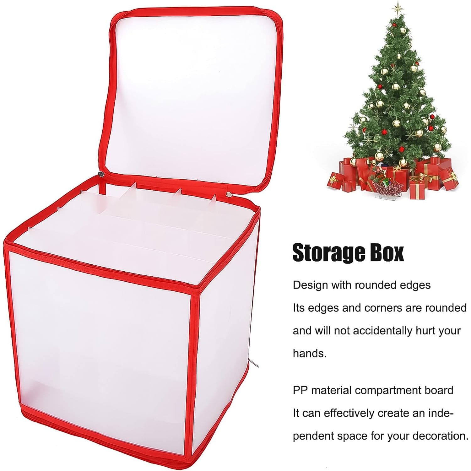 Storage Box Transparent PVC Zipper Sealed Lasting Sock Organizer with Compartment (30—30 CM / Inside Cardboard sheet) thumbnail 4
