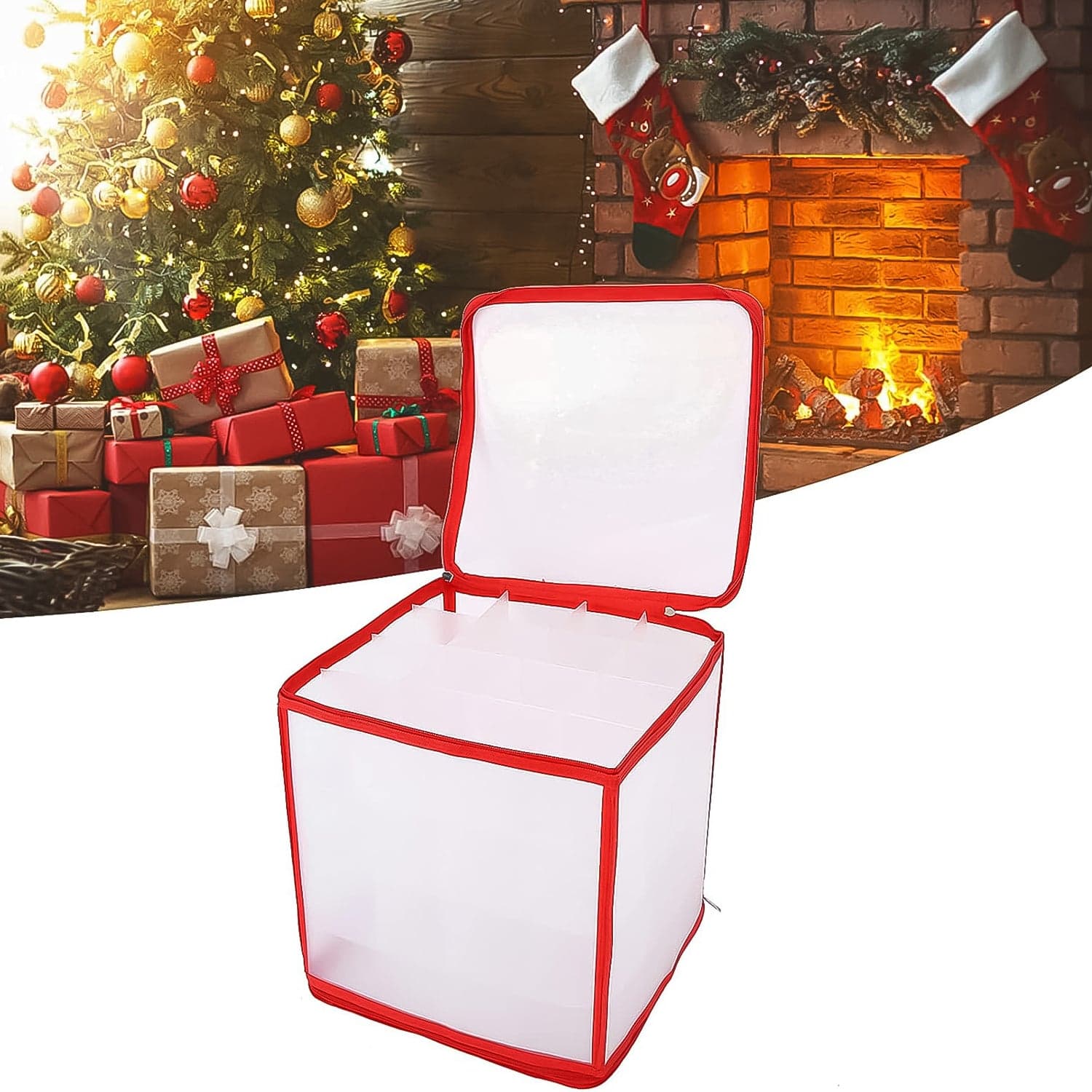 Storage Box Transparent PVC Zipper Sealed Lasting Sock Organizer with Compartment (30—30 CM / Inside Cardboard sheet) thumbnail 6