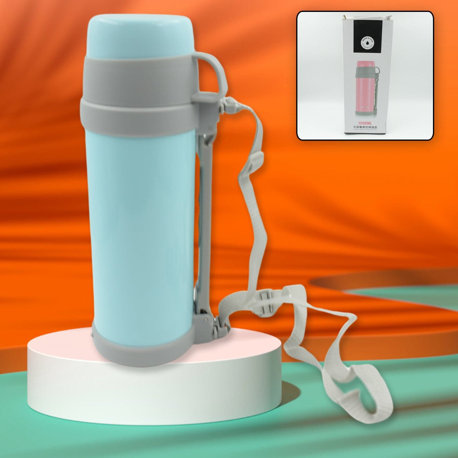 Stainless Steel Vacuum Insulated Thermos - 1200ml Double-Wall Travel Bottle for Hot & Cold Beverages thumbnail 1