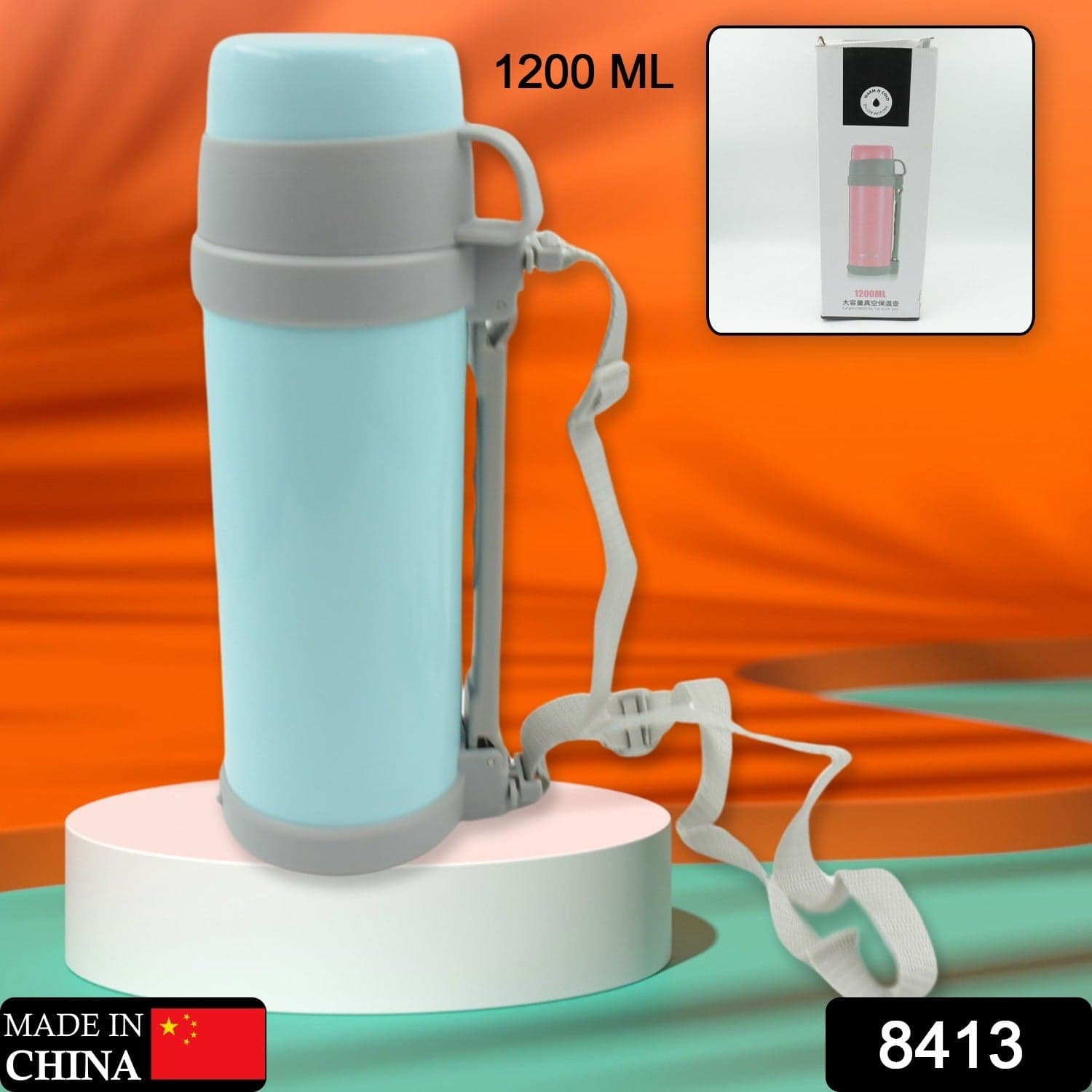 Stainless Steel Vacuum Insulated Thermos - 1200ml Double-Wall Travel Bottle for Hot & Cold Beverages thumbnail 2