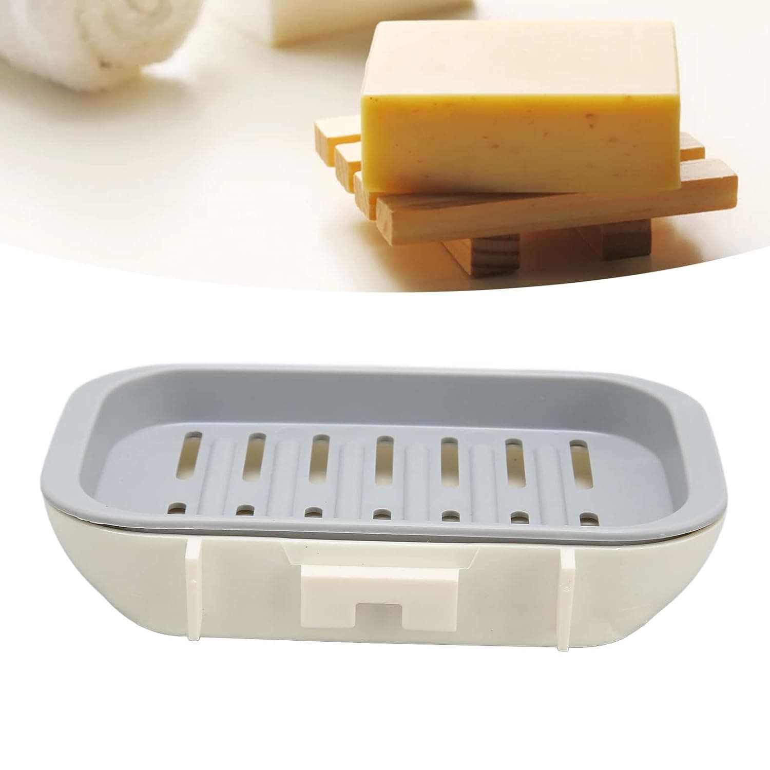 Bathroom Soap Holder, Soap Dish Container, Soap Case For Water Draining, Soap Holder Tray With Adhesive Sticker ,Sabudani thumbnail 8