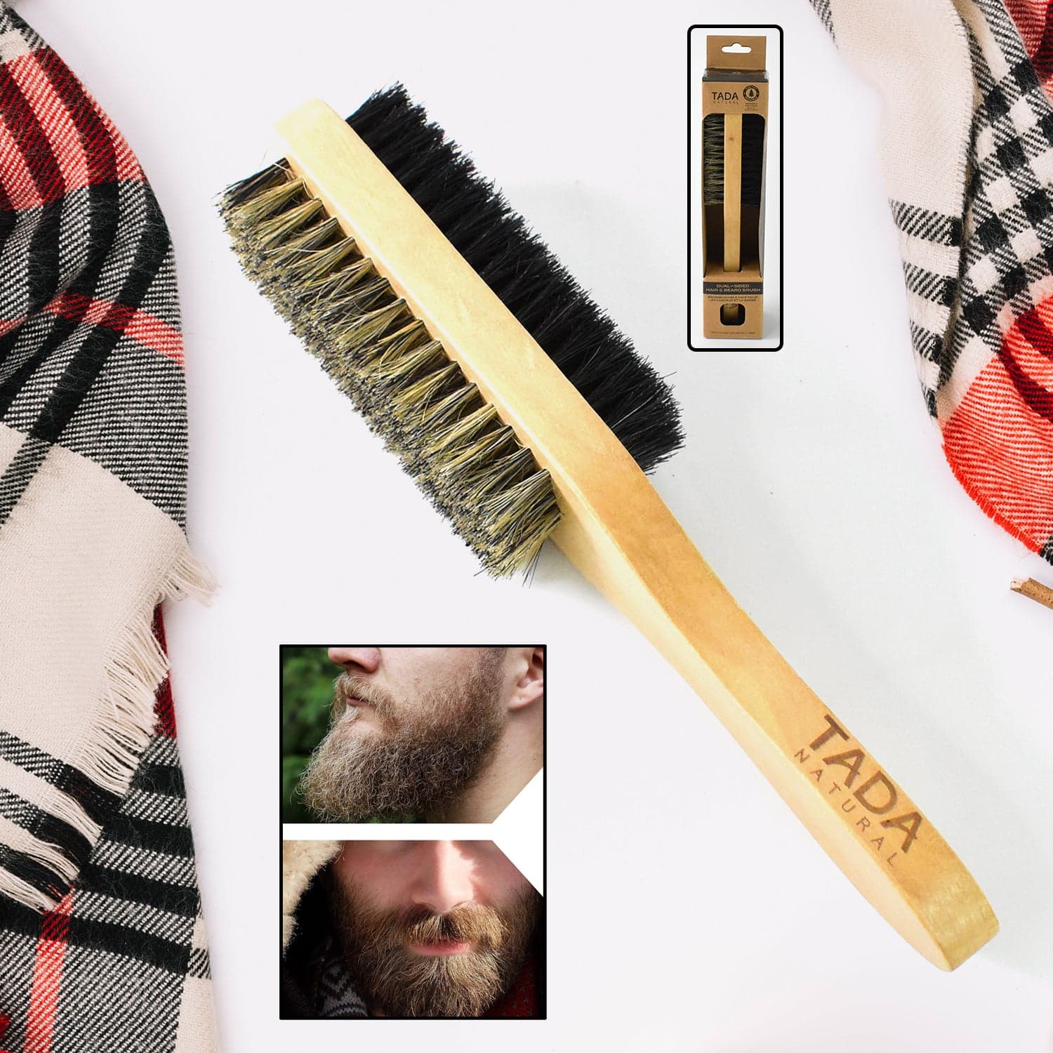 2 in 1 Dual Side Hair Bristle Beard Brush for Men Beard Comb (1 Pc) thumbnail 1
