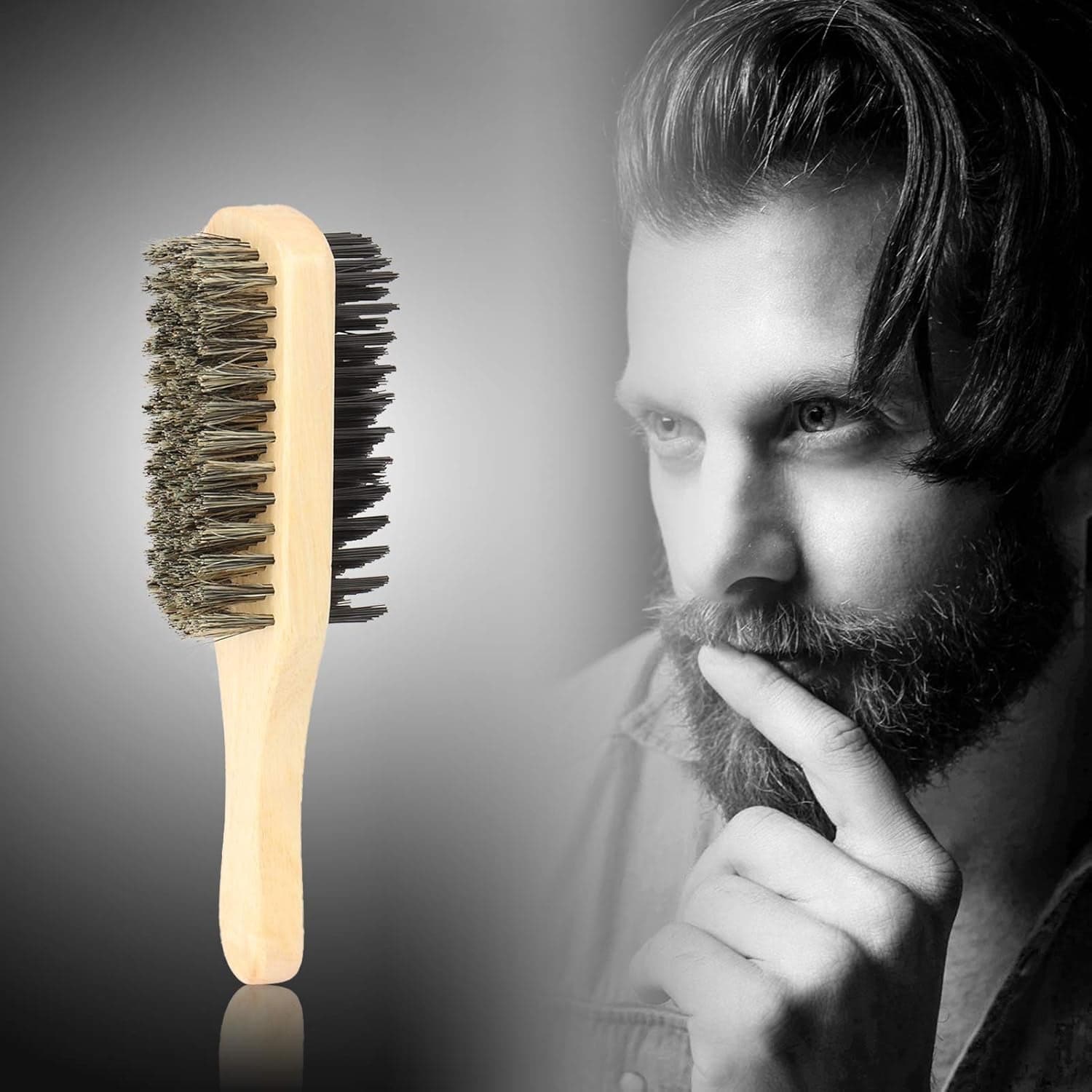 2 in 1 Dual Side Hair Bristle Beard Brush for Men Beard Comb (1 Pc) thumbnail 6