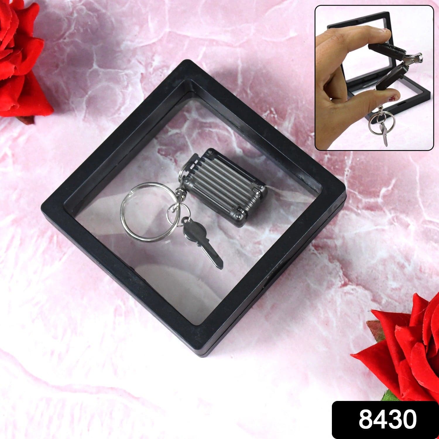 Suitcase Shape Nail Clipper Keychain With Key & 3D Floating Frame Display Case (1 Set) thumbnail 2