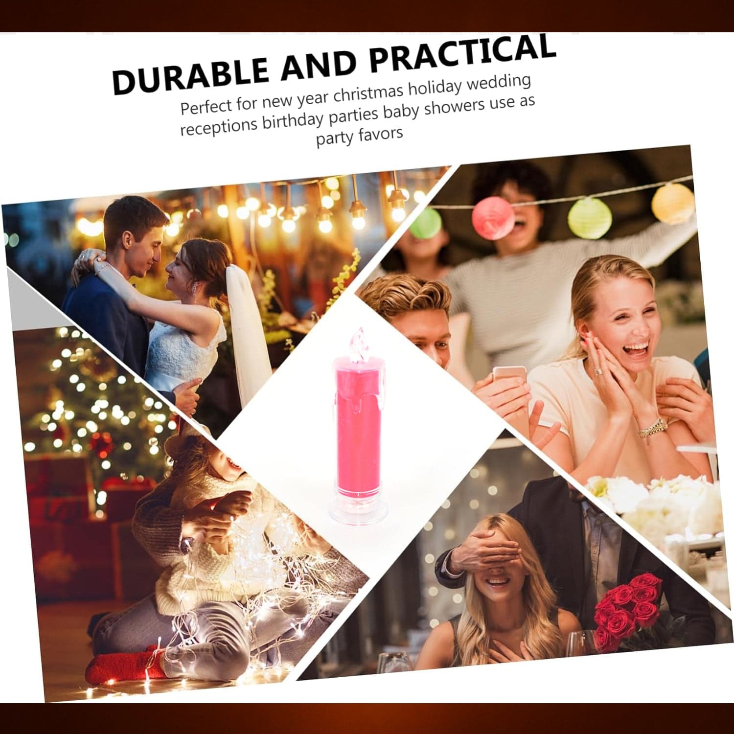 Red Led Flameless Candles Battery Operated Pillar Candles Flickering Realistic Decorative Lamp Votive Transparent Flameless Ornament Tea Party Decorations For Hotel thumbnail 5
