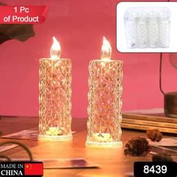 Rose Candles Led Flameless And Smokeless Decorative Acrylic Transparent Candles Led Tea Light Candle Perfect For Gifting