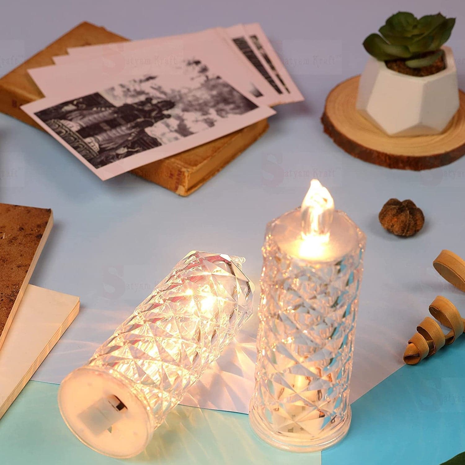 Rose Candles Led Flameless And Smokeless Decorative Acrylic Transparent Candles Led Tea Light Candle Perfect For Gifting thumbnail 2