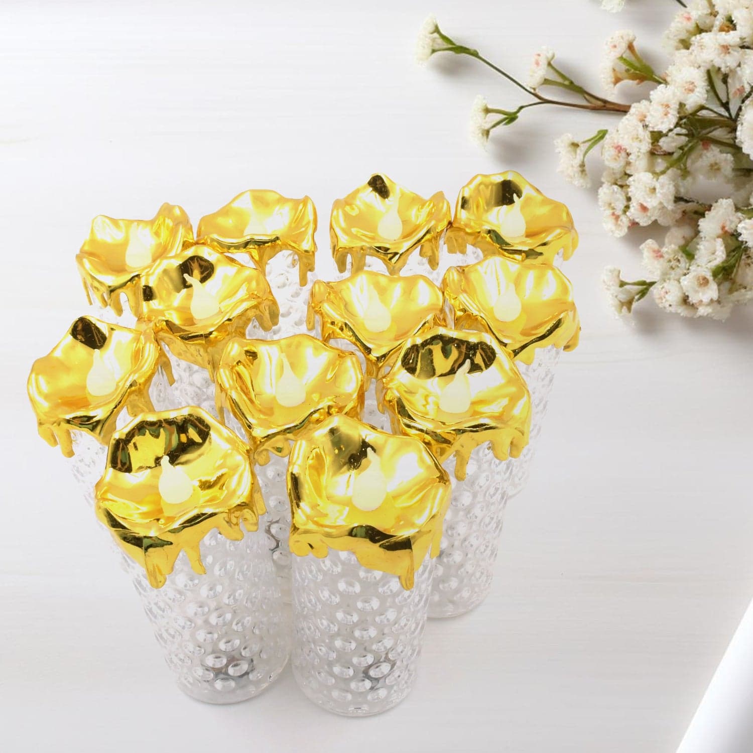 Gold LED Flameless Candles for Decor & Gifting, Diwali (12 Pc MOQ) thumbnail 8