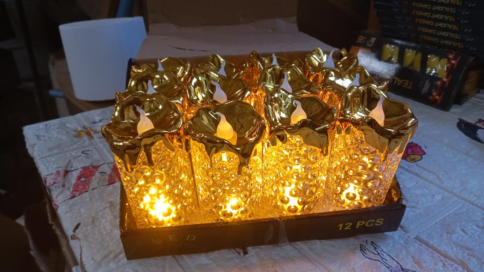 Gold LED Flameless Candles for Decor & Gifting, Diwali (12 Pc MOQ) thumbnail 9