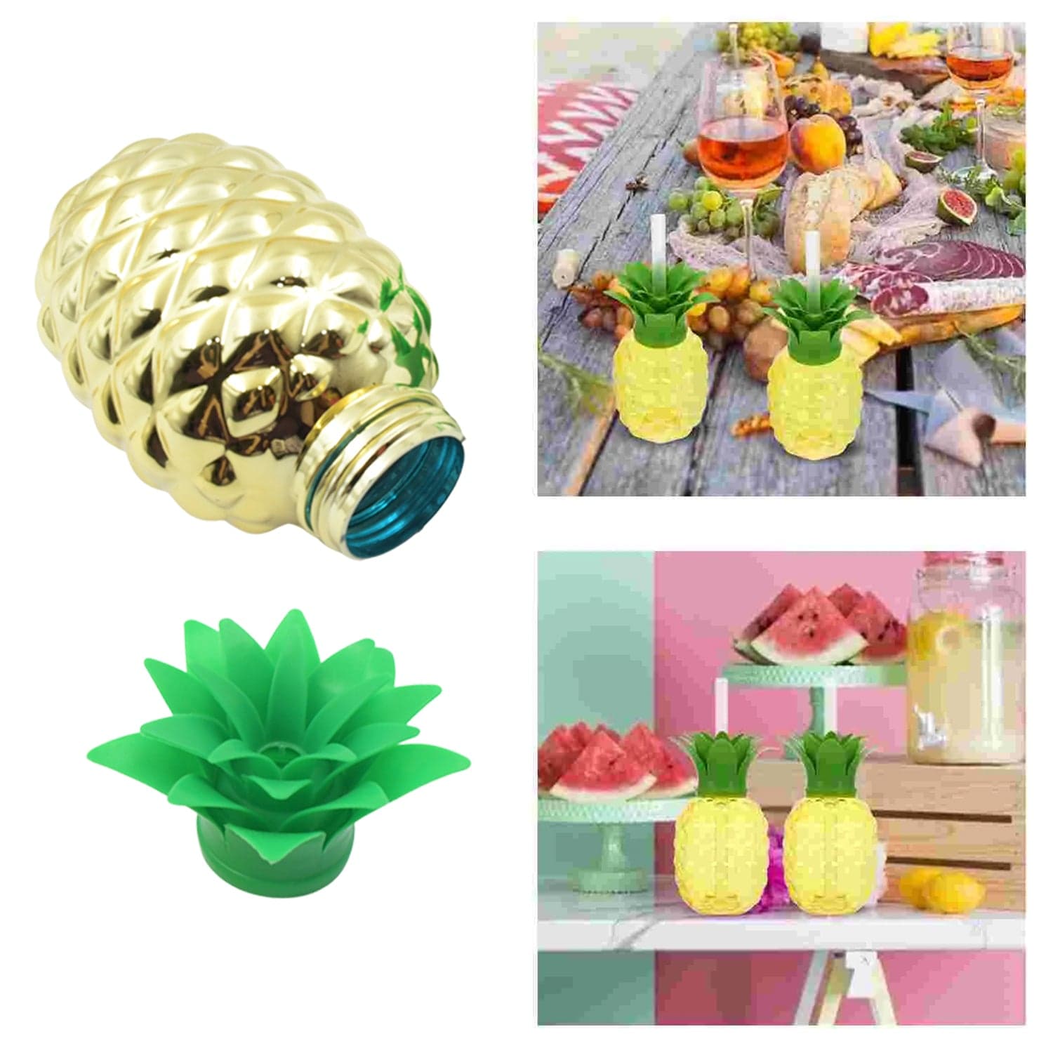 Plastic Pineapple Cups with Straw (1 Pc) - Party Favors, Hawaiian, Beach thumbnail 6