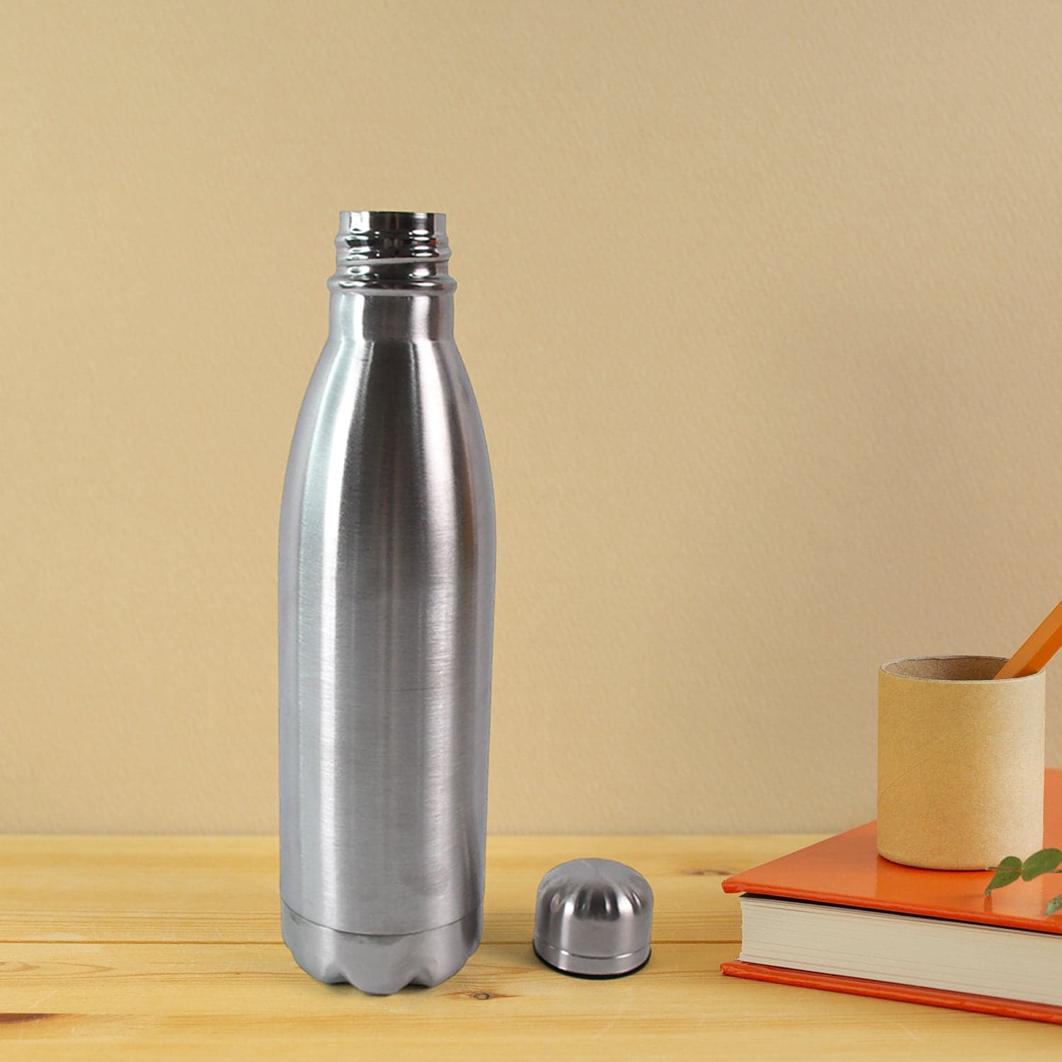 Silver Stainless Steel Water Bottle Approx 500 Ml 1 Pc thumbnail 6