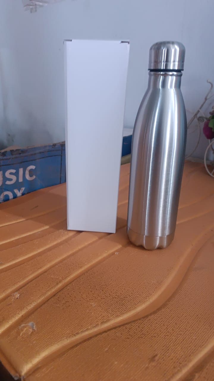 Silver Stainless Steel Water Bottle Approx 500 Ml 1 Pc thumbnail 7