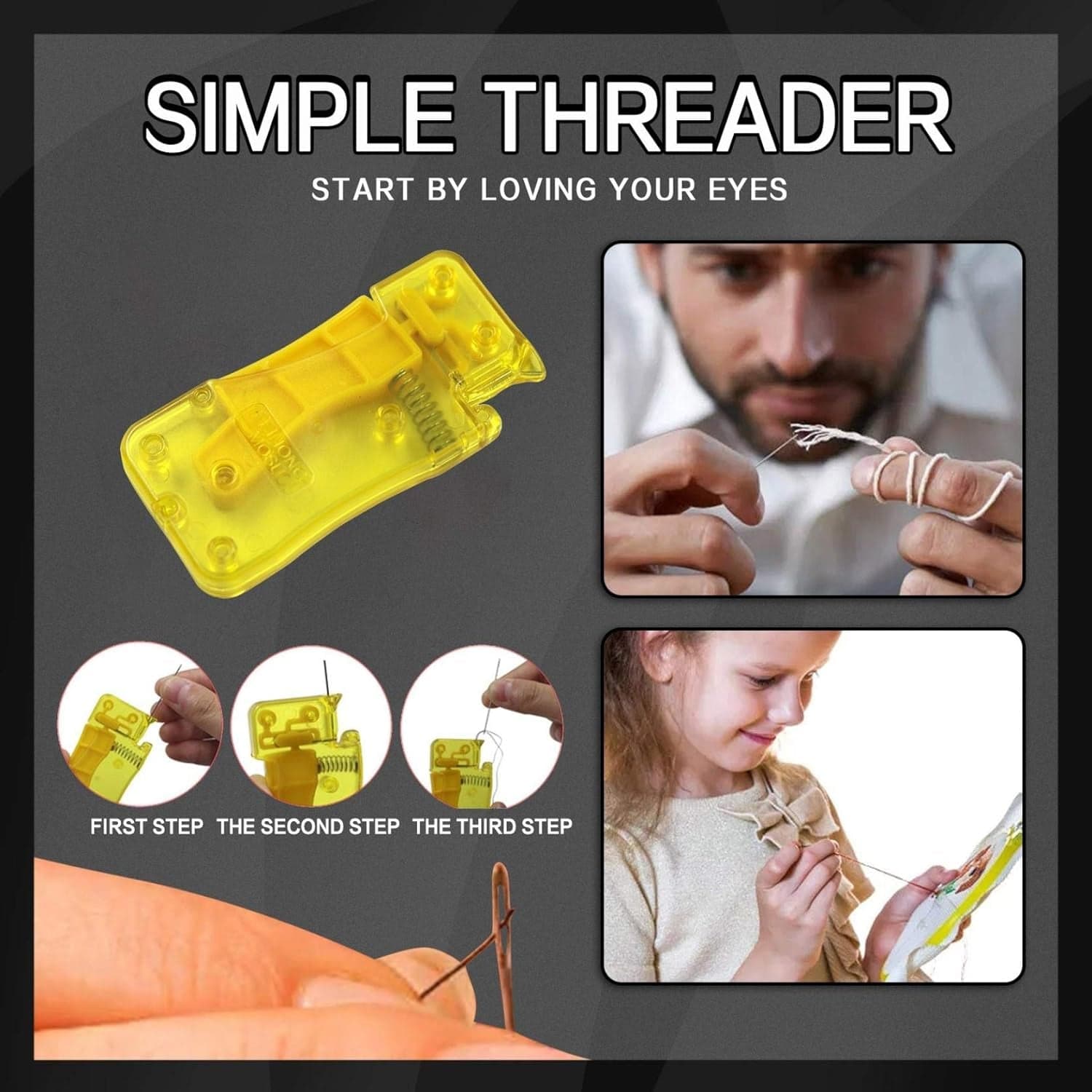 Needle Threader, Stylish Appearance Comfortable Grip Lightweight Portable Automatic Needle Threader For Sewing For Home (1 Pc) thumbnail 4