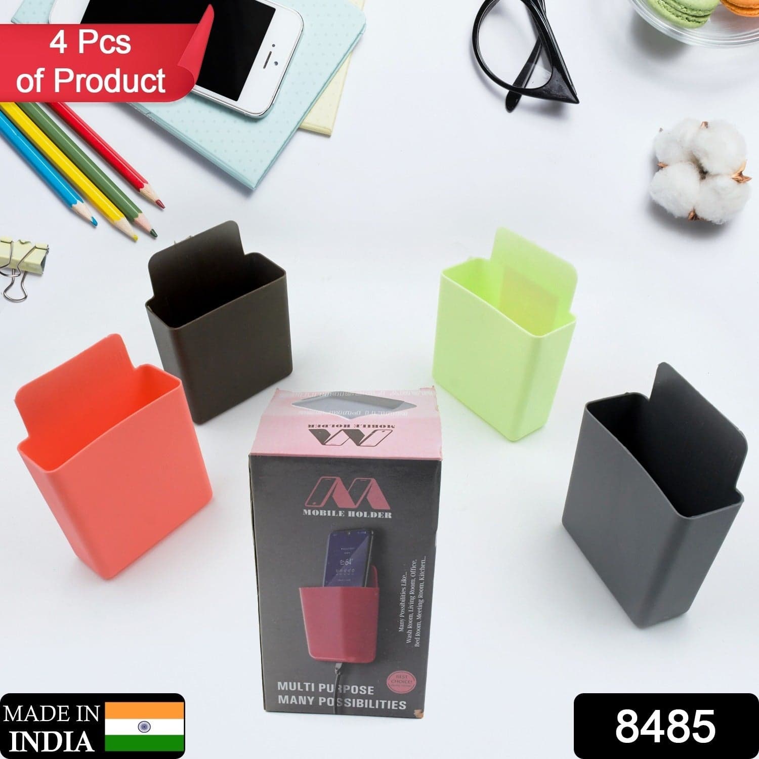 Multipurpose Plastic Wall Mounted Remote & Mobile Holder Stand of (Pack of 4) thumbnail 2