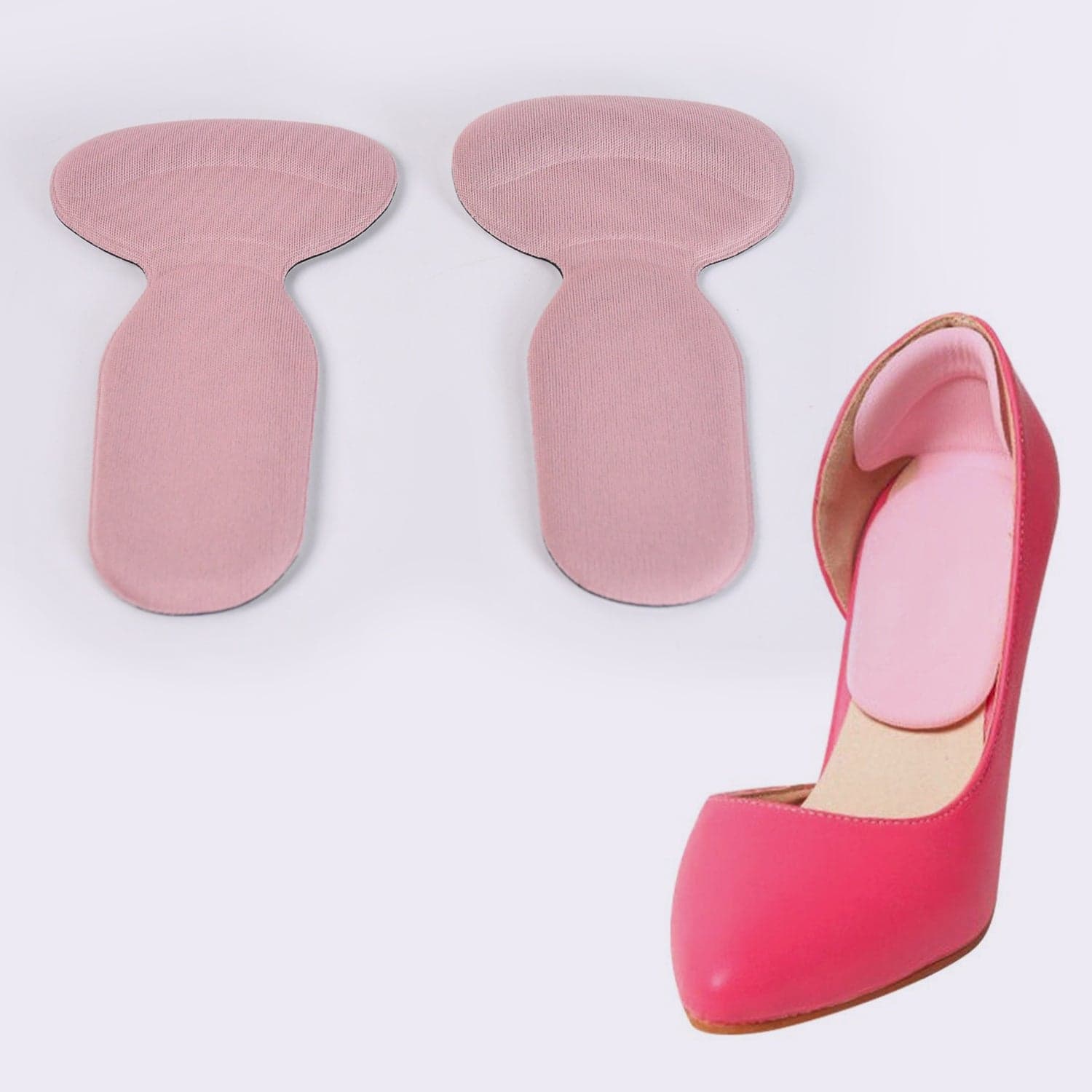 2 in 1 T Shaped Silicone Self Adhesive Shoe Heel Pads Insoles (1 Pair) thumbnail 1
