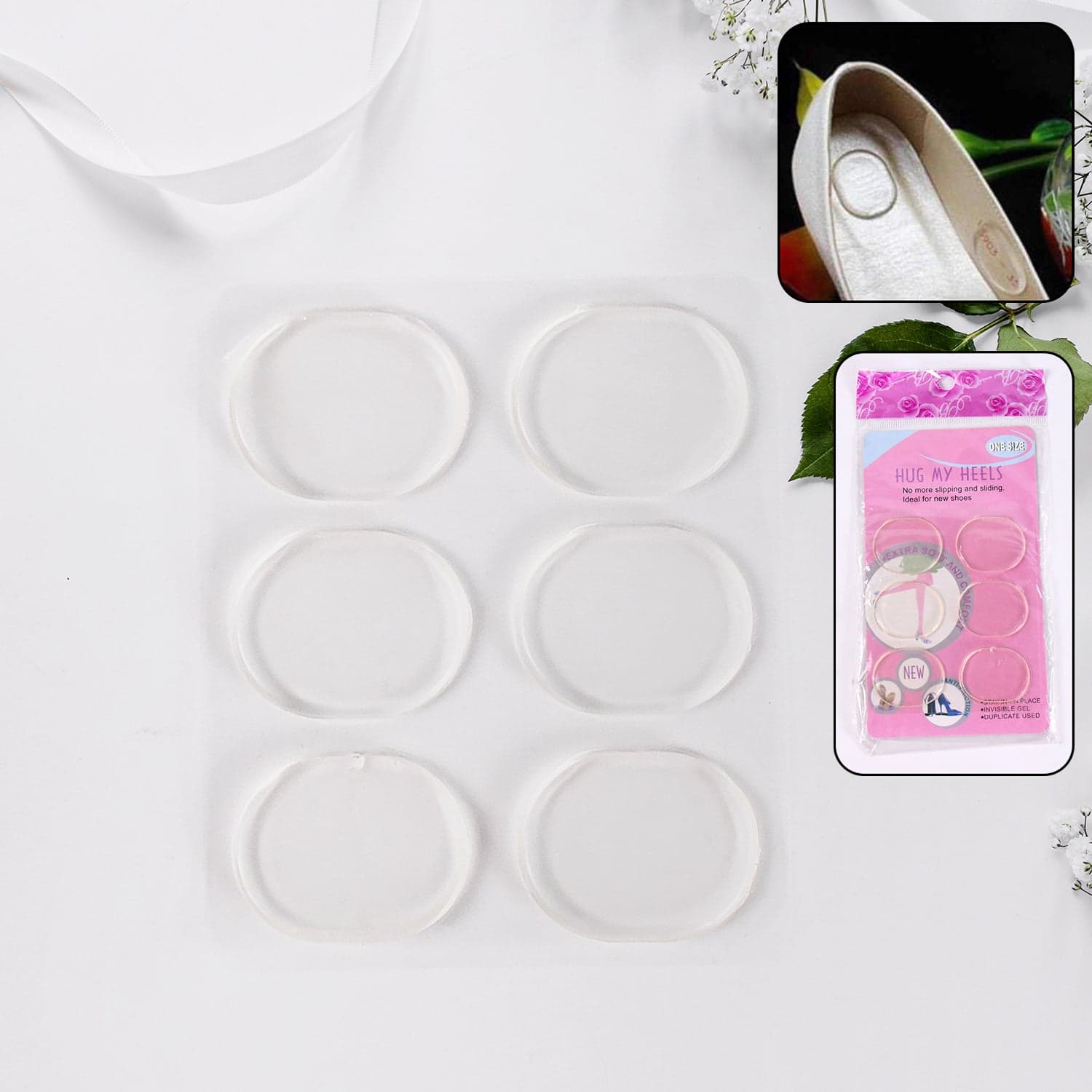 Silicone Shoe Insoles Pads, Mat Silicone Heel Pads (1 Pair) thumbnail 1