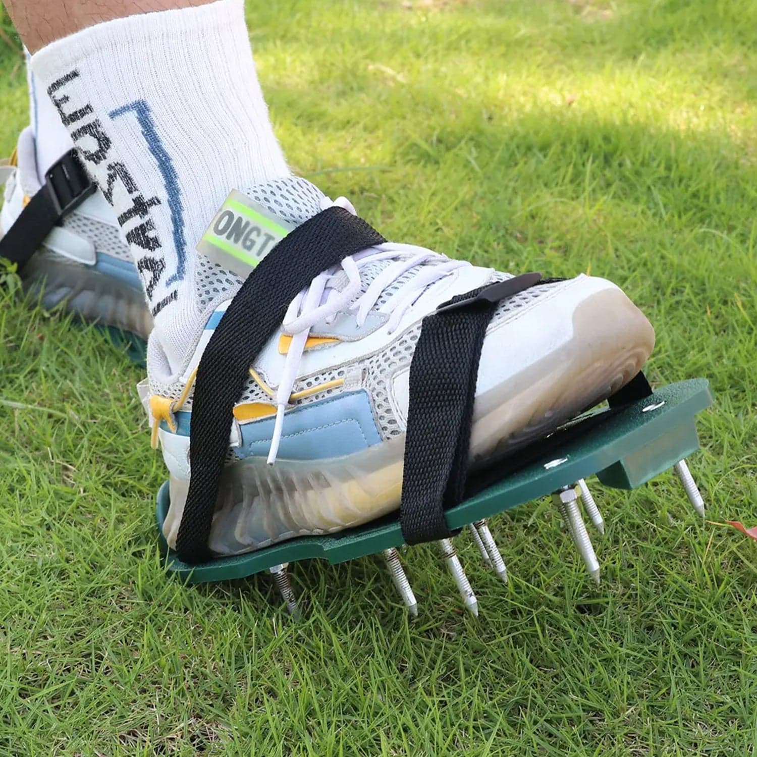 Lawn Aerator Sandals, Garden Grass Aerator Spiked Sandals Green Studded Shoes For Yard Patio Garden Excavation thumbnail 1
