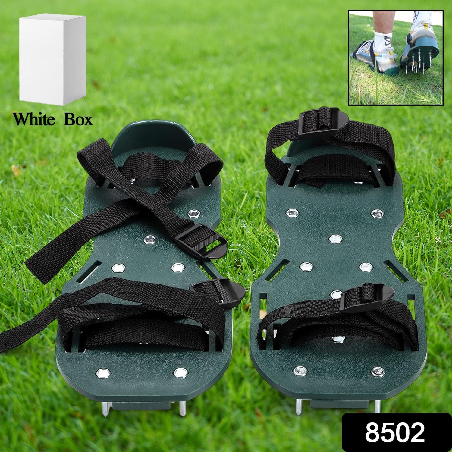 Lawn Aerator Sandals, Garden Grass Aerator Spiked Sandals Green Studded Shoes For Yard Patio Garden Excavation thumbnail 2