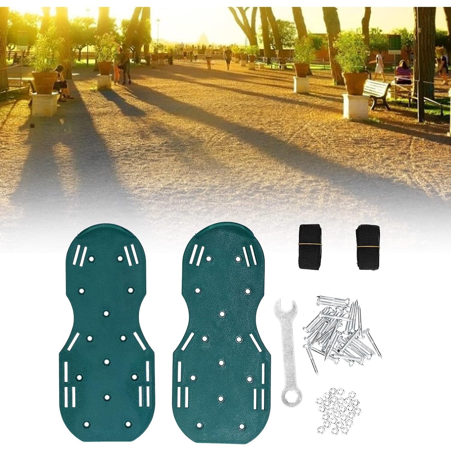 Lawn Aerator Sandals, Garden Grass Aerator Spiked Sandals Green Studded Shoes For Yard Patio Garden Excavation thumbnail 6