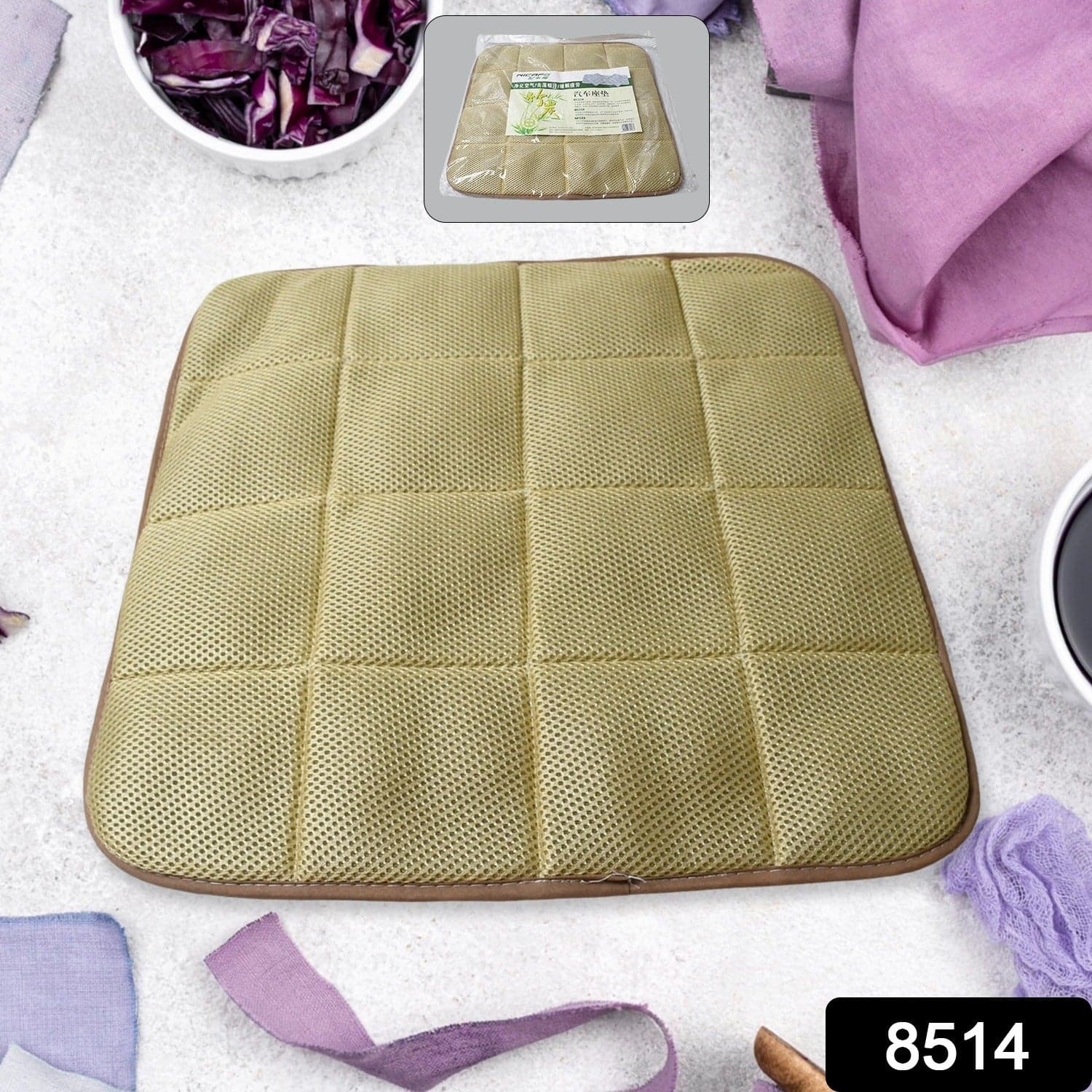 Square Shaped Bamboo Charcoal Filled Car Auto Seat Cushion Mat Cover thumbnail 3