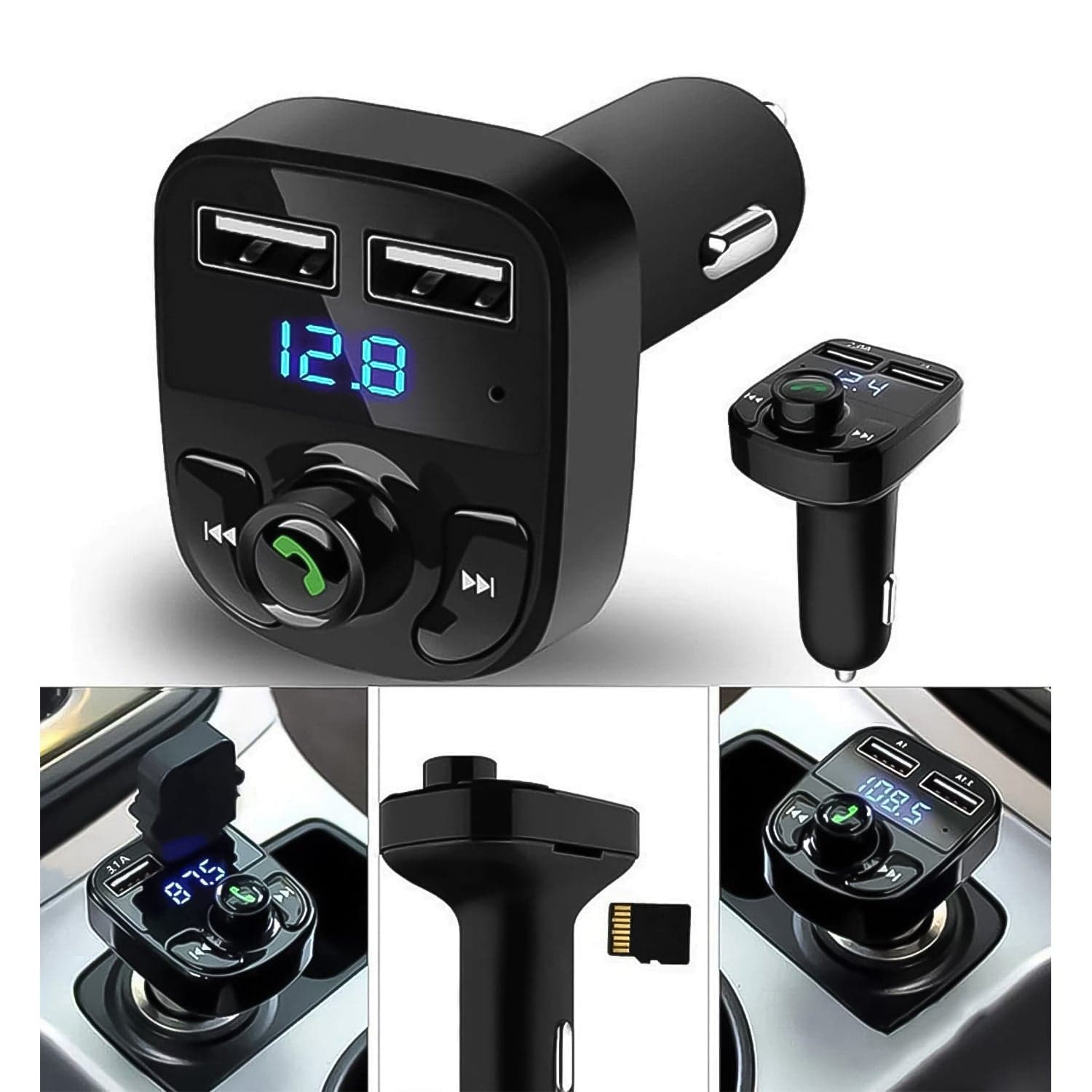 CAR-X8 Bluetooth FM Transmitter Kit with Dual USB Fast Charger thumbnail 4