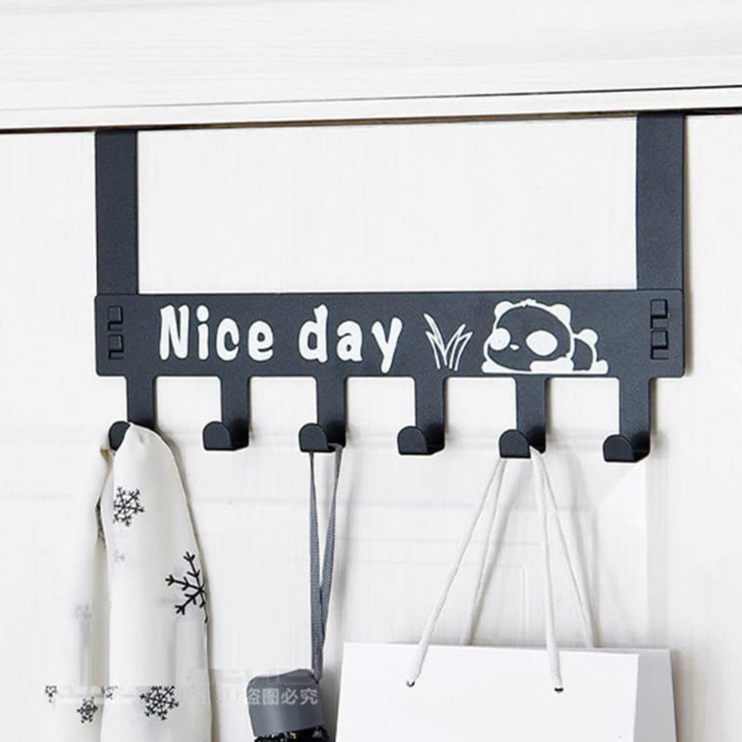 Heavy-Duty Carbon Steel Over Door Hook Rack for Towels & Coats (1 Pc, 6 Hooks) thumbnail 4