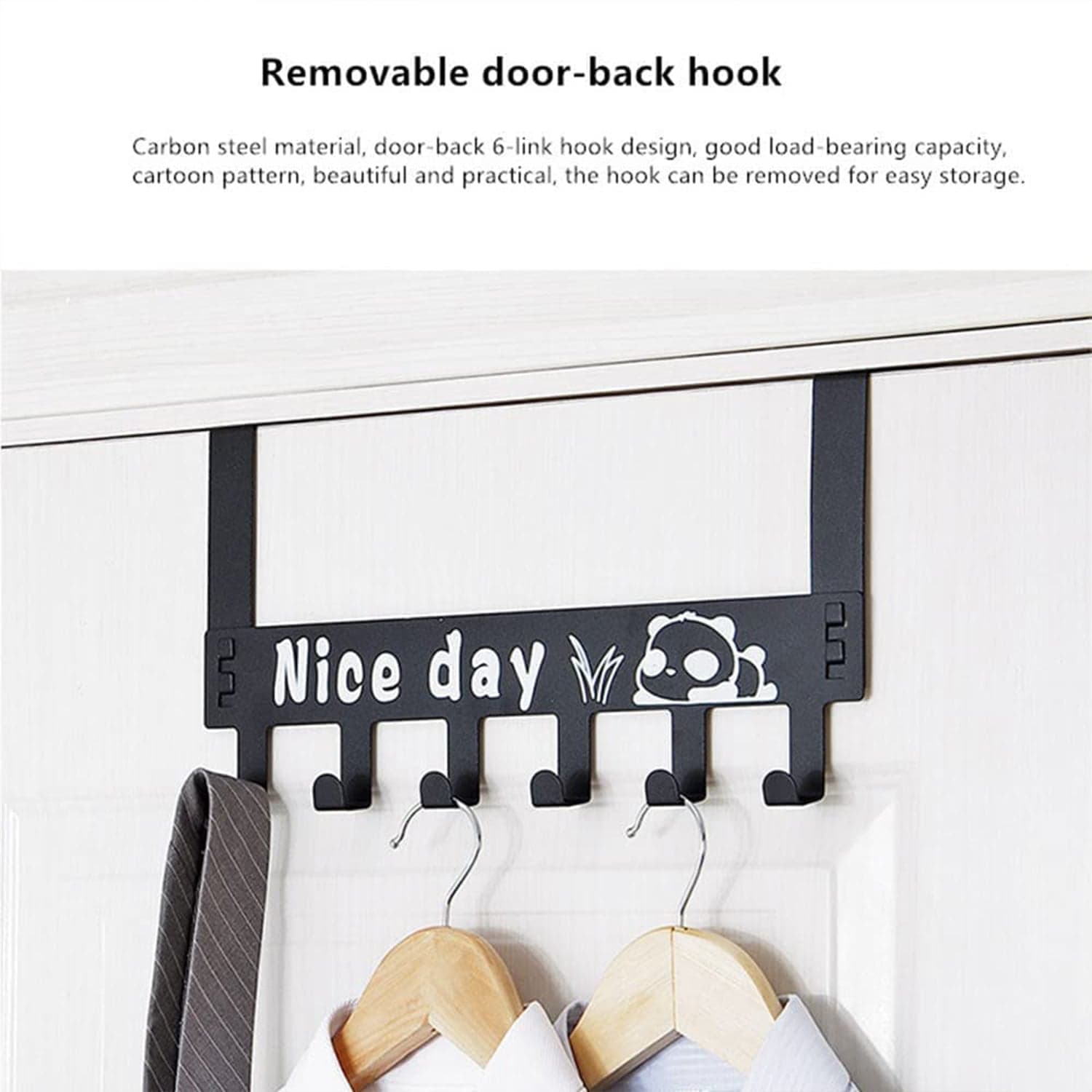 Heavy-Duty Carbon Steel Over Door Hook Rack for Towels & Coats (1 Pc, 6 Hooks) thumbnail 5