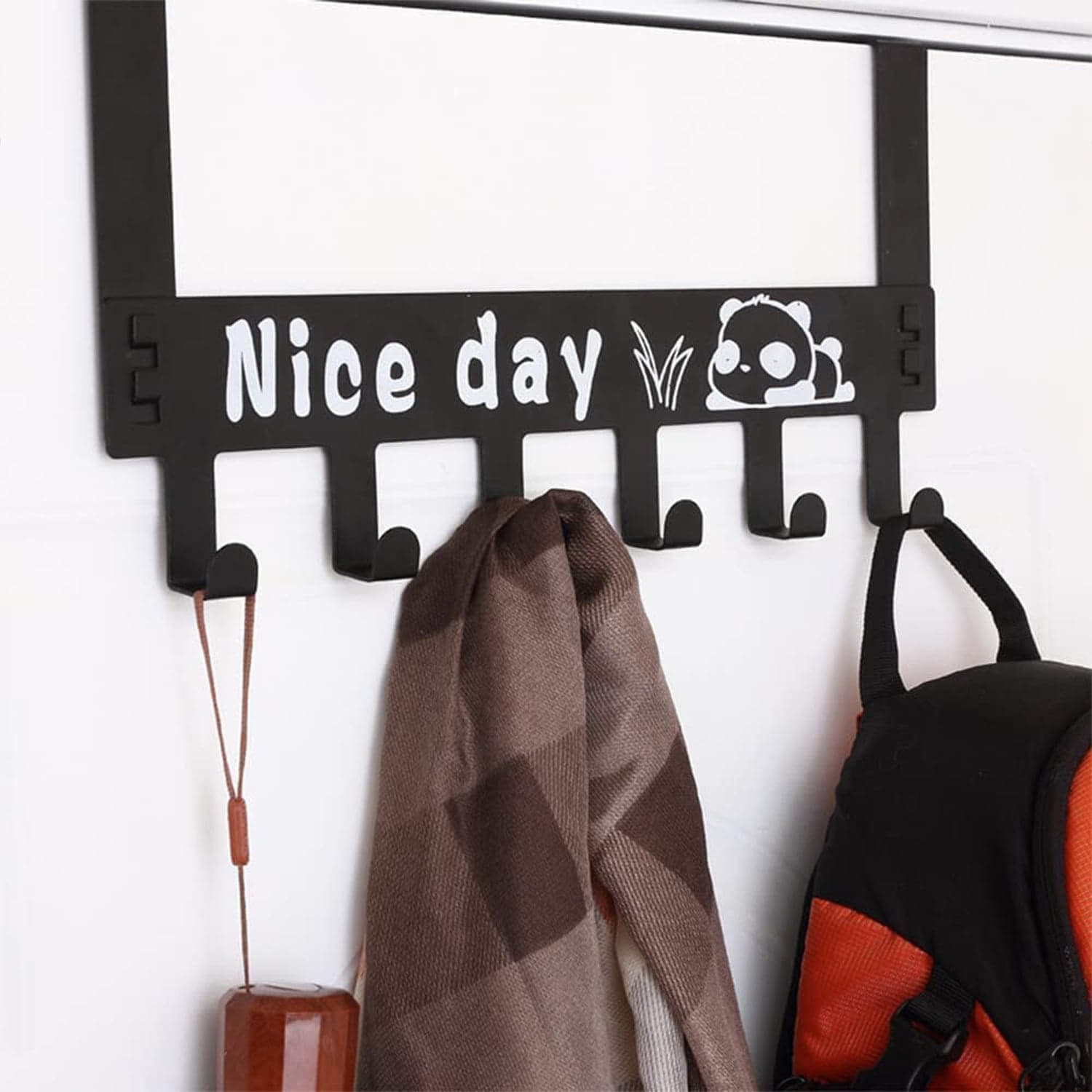 Heavy-Duty Carbon Steel Over Door Hook Rack for Towels & Coats (1 Pc, 6 Hooks) thumbnail 8