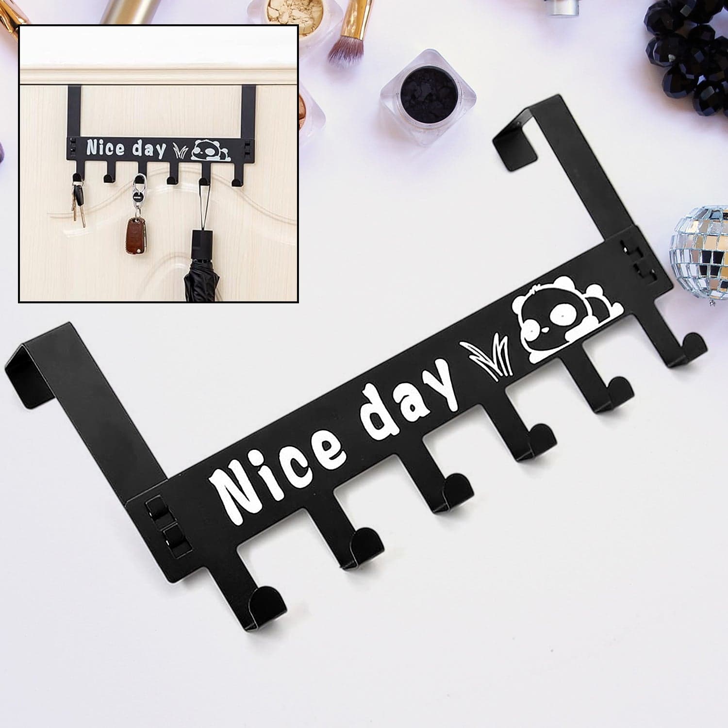 Heavy-Duty Carbon Steel Over Door Hook Rack for Towels & Coats (1 Pc, 6 Hooks) thumbnail 9