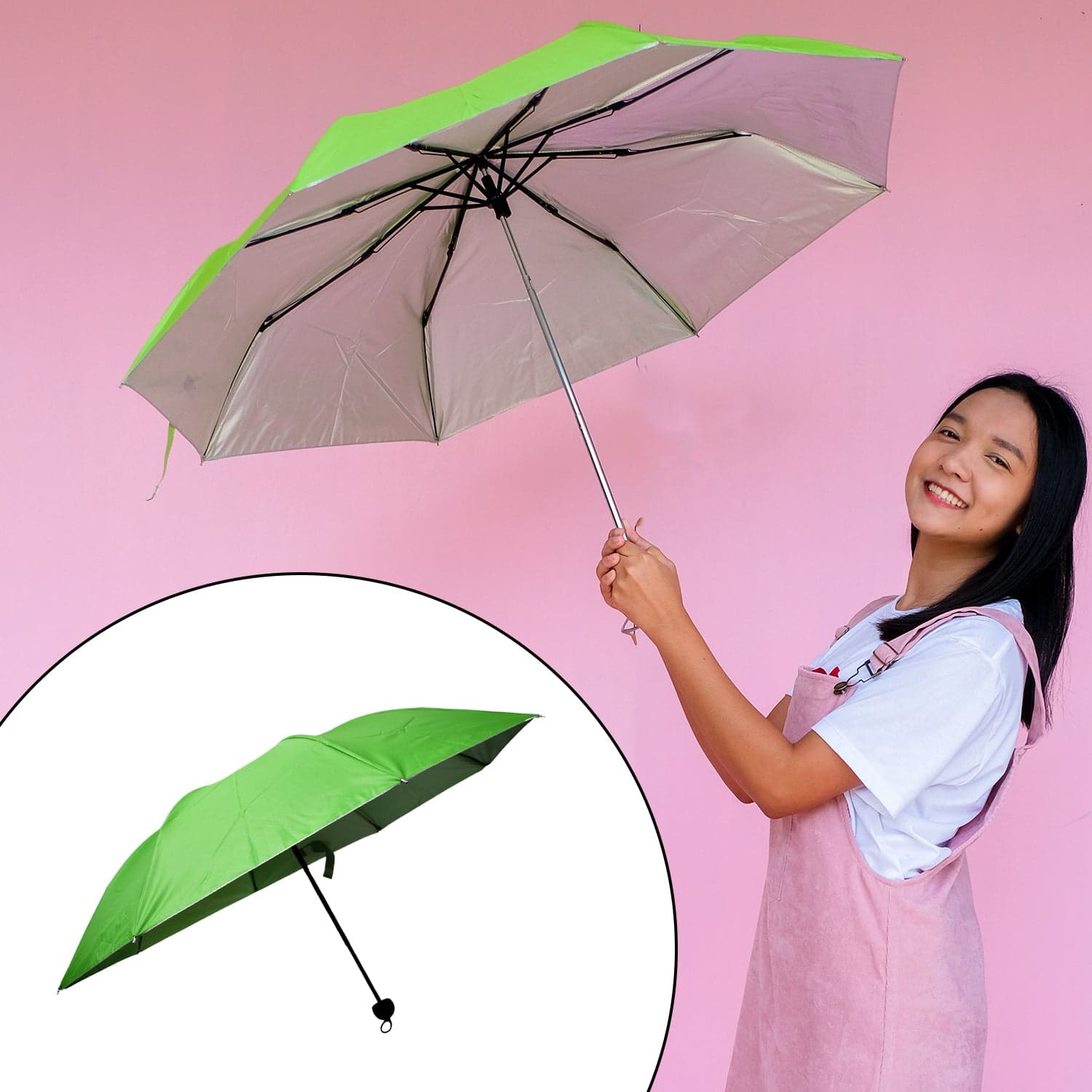 3 Fold Sun Protective Solid Foldable Outdoor Umbrella thumbnail 1