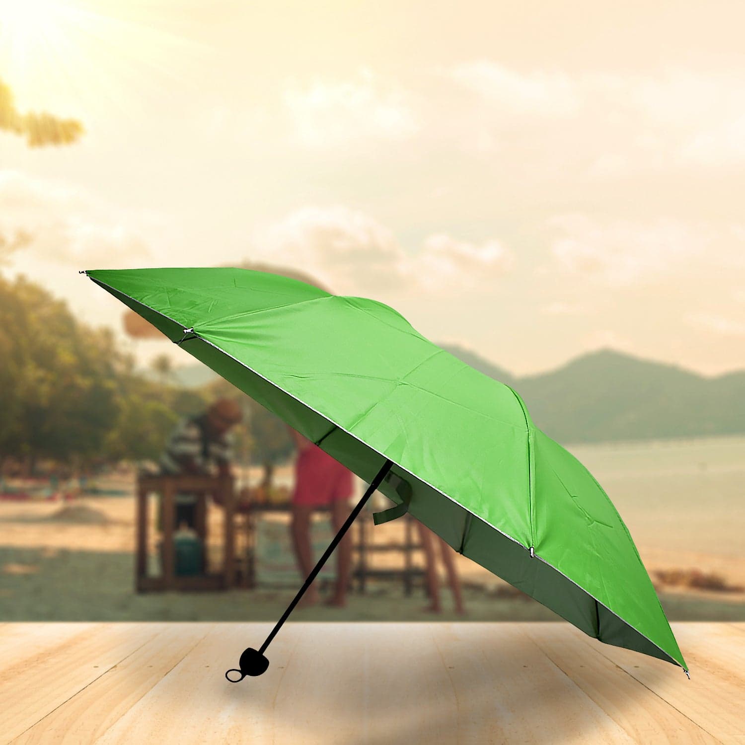3 Fold Sun Protective Solid Foldable Outdoor Umbrella thumbnail 3