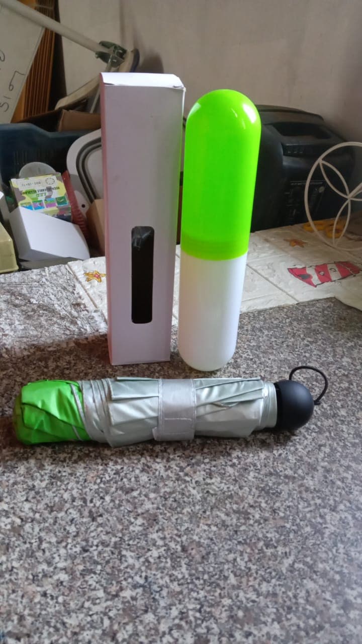 3 Fold Sun Protective Solid Foldable Outdoor Umbrella thumbnail 7