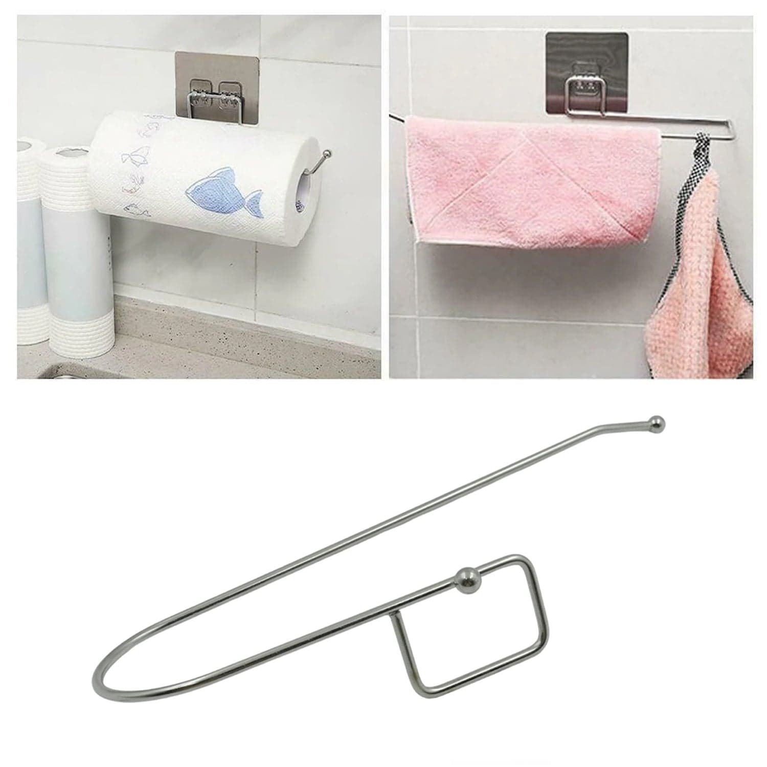 Stainless Steel Adhesive Paper Roll Holder Tissue (1 pc) thumbnail 1