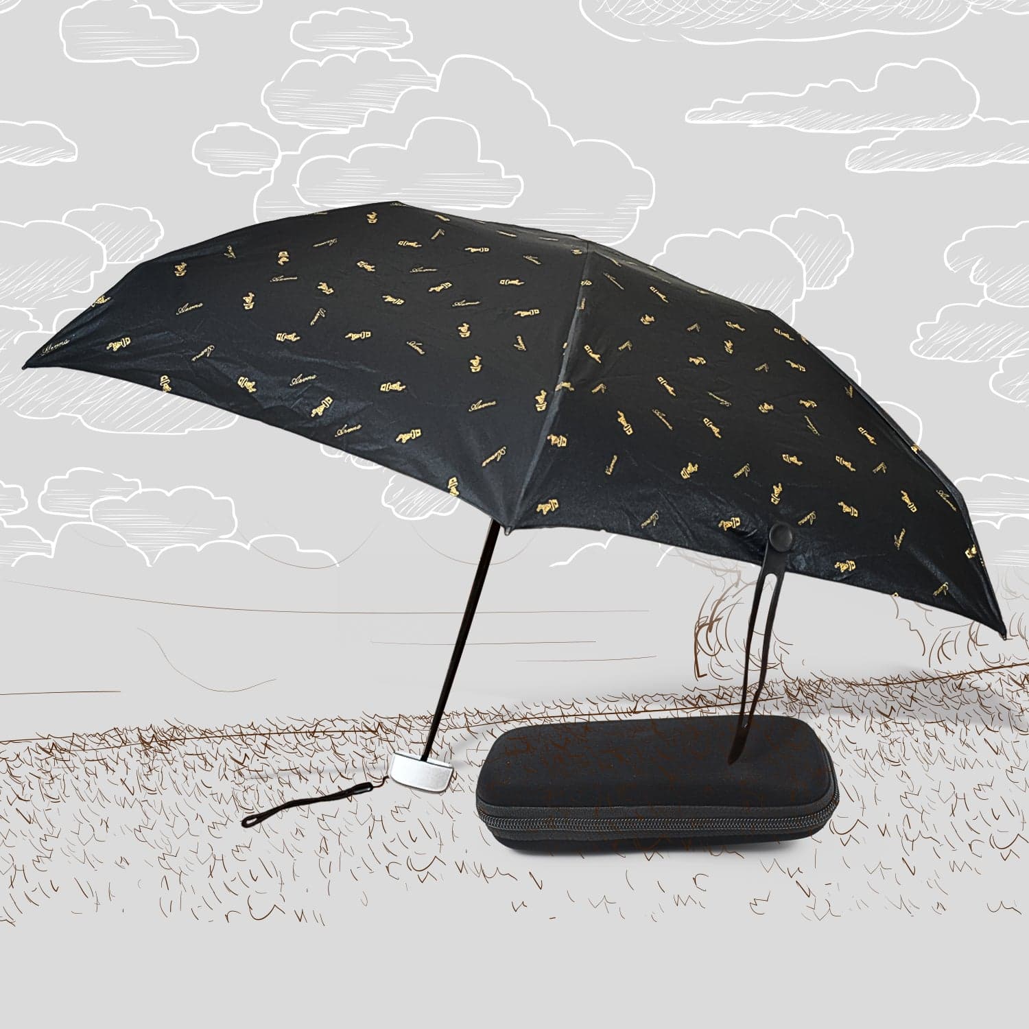 3-Fold Cute Umbrella of Sun & Rain Protection, UV Shield (1 Pc / With Zip Case) thumbnail 1