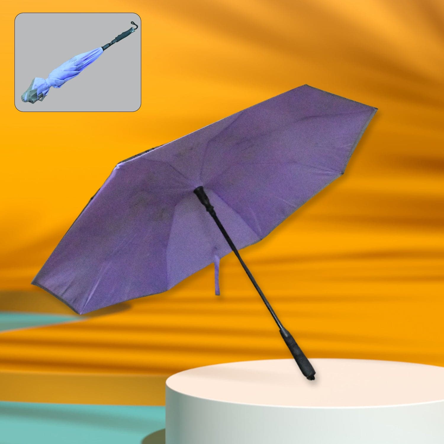Travel Umbrella Windproof Umbrella Compact Folding Reverse Umbrella Unique Folding Umbrella (1 pc) thumbnail 2