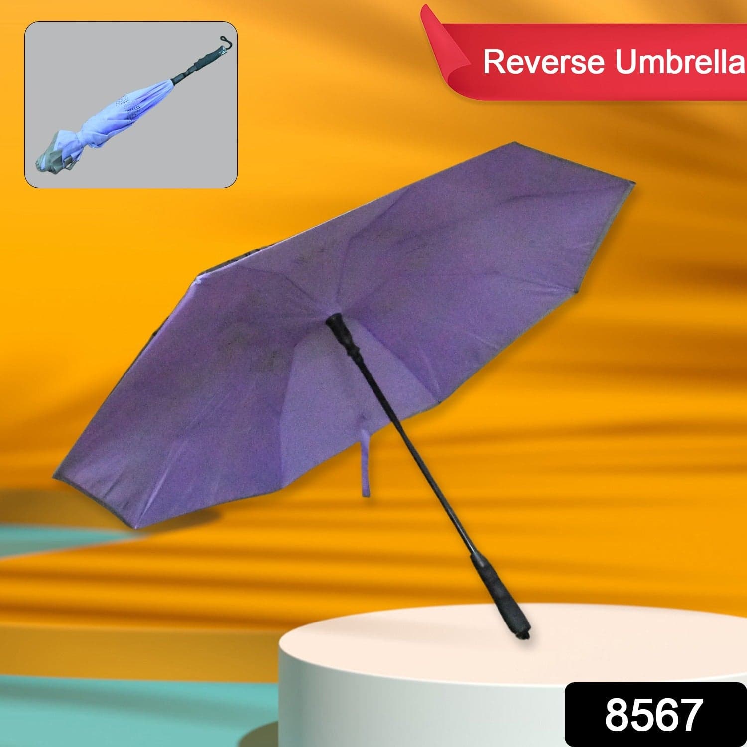 Travel Umbrella Windproof Umbrella Compact Folding Reverse Umbrella Unique Folding Umbrella (1 pc) thumbnail 3