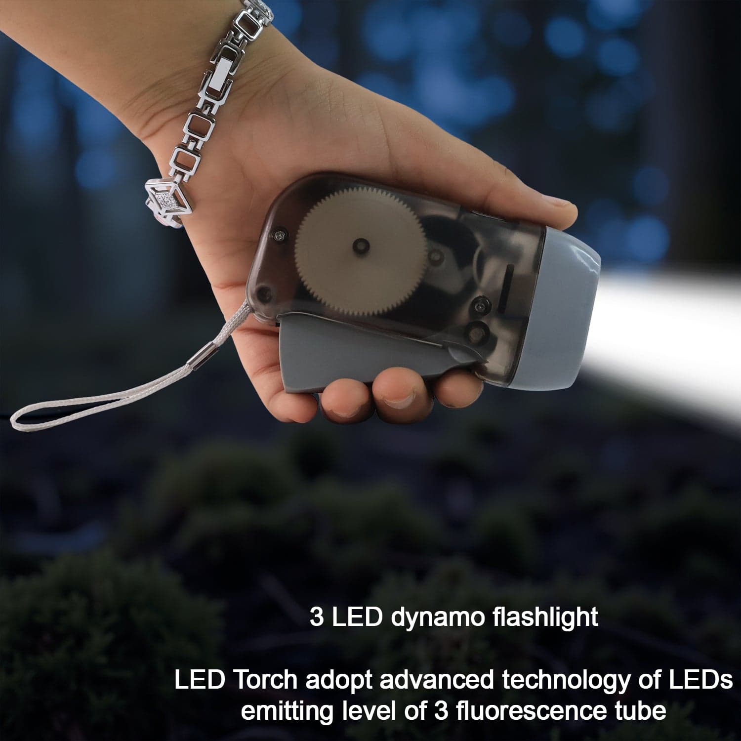 3 Led Hand Press Torch Hand Crank Flashlight Hand Pressing Flashlight Traveling Torch Light Manual Generator thumbnail 6
