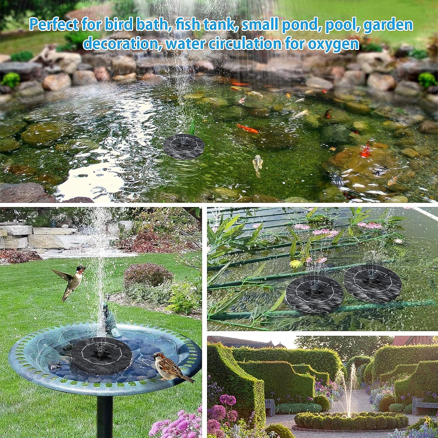 Fast Fountain By Pocket Hose - Solar-Powered - Instantly Adds A Water Feature Virtually Anywhere - 5 Spray Modes - No Installation Or Batteries Required - Great For Bird Baths thumbnail 3