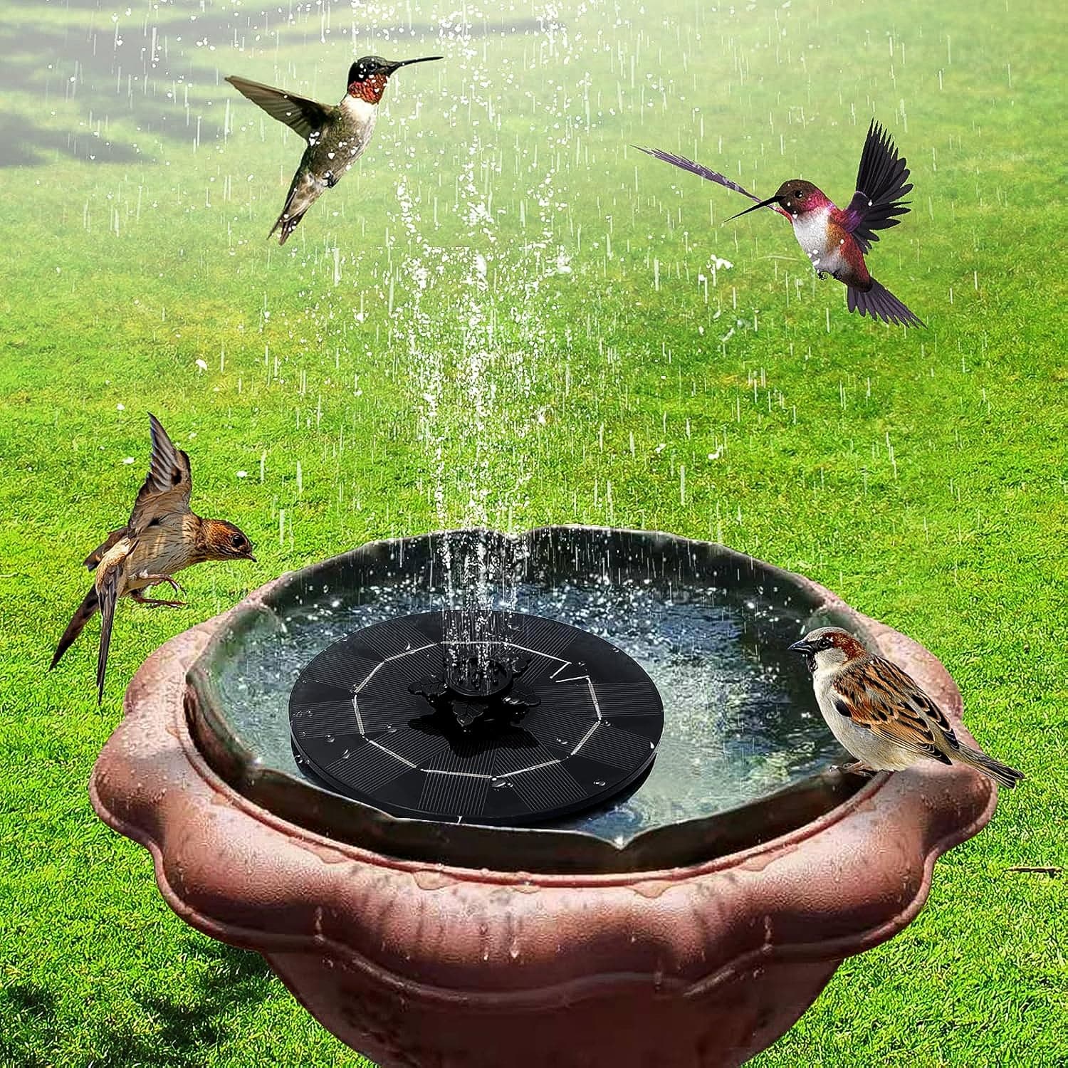 Fast Fountain By Pocket Hose - Solar-Powered - Instantly Adds A Water Feature Virtually Anywhere - 5 Spray Modes - No Installation Or Batteries Required - Great For Bird Baths thumbnail 6
