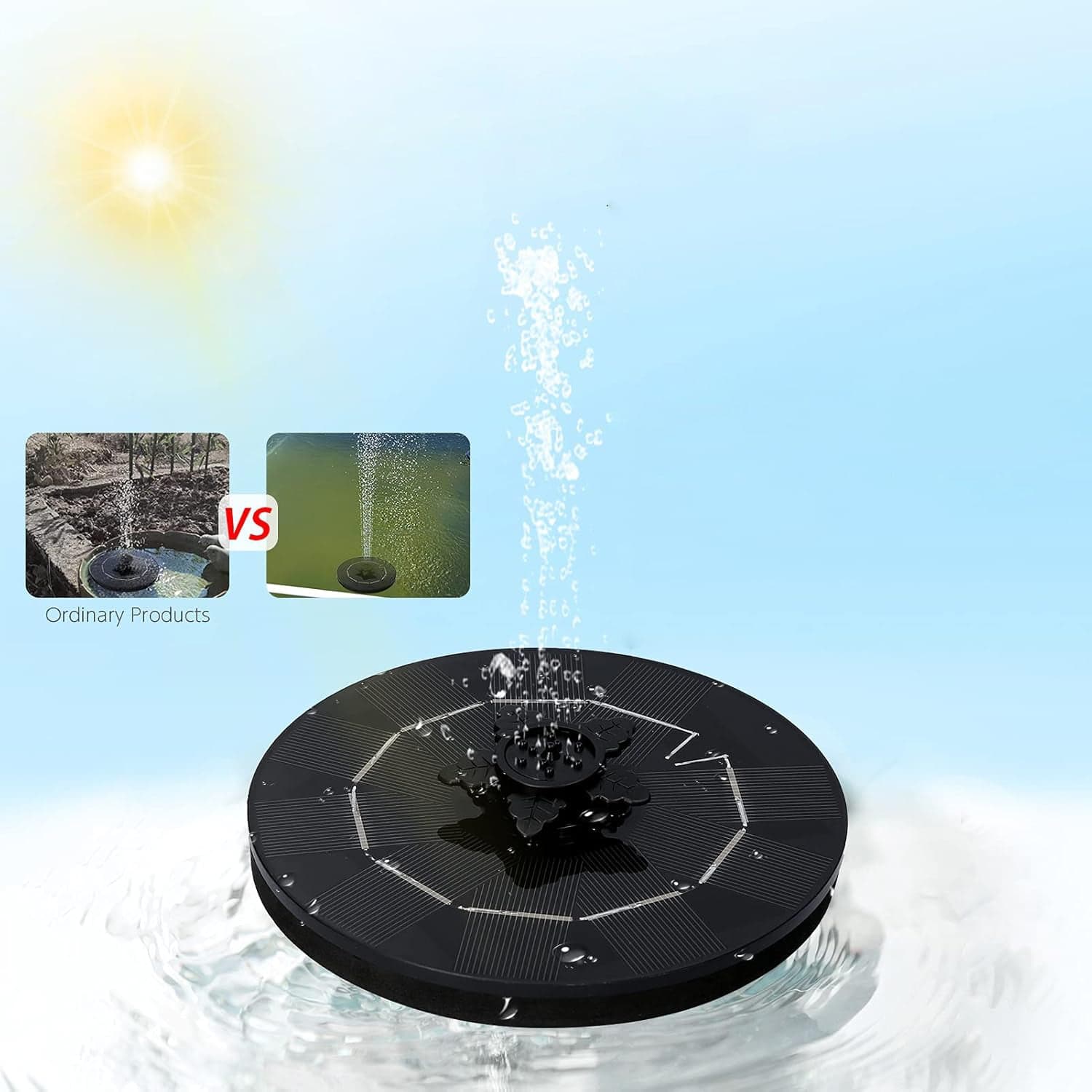 Fast Fountain By Pocket Hose - Solar-Powered - Instantly Adds A Water Feature Virtually Anywhere - 5 Spray Modes - No Installation Or Batteries Required - Great For Bird Baths thumbnail 7