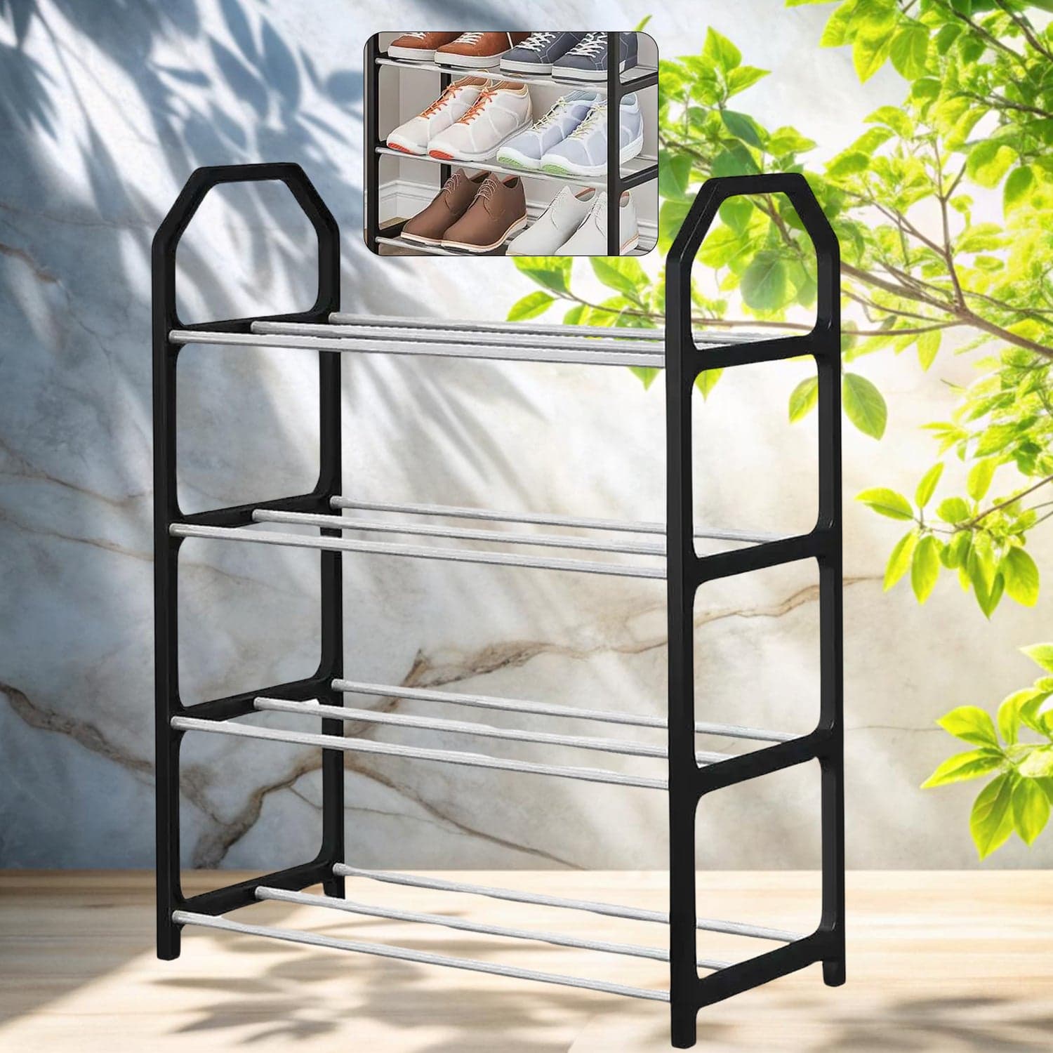 4 Layer Space for saving Shoes Show Rack Folding Shoe Rack (1 Pc) thumbnail 1