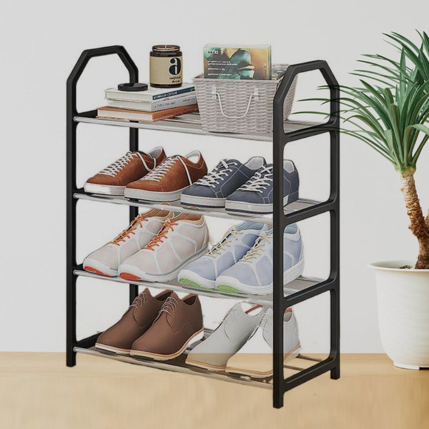 4 Layer Space for saving Shoes Show Rack Folding Shoe Rack (1 Pc) thumbnail 4