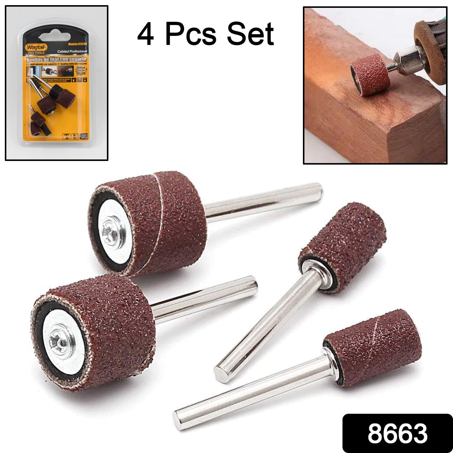 Sanding Band Drum Sleeves Mandrels for Dremel Rotary Tool (4 Pcs Set) thumbnail 2