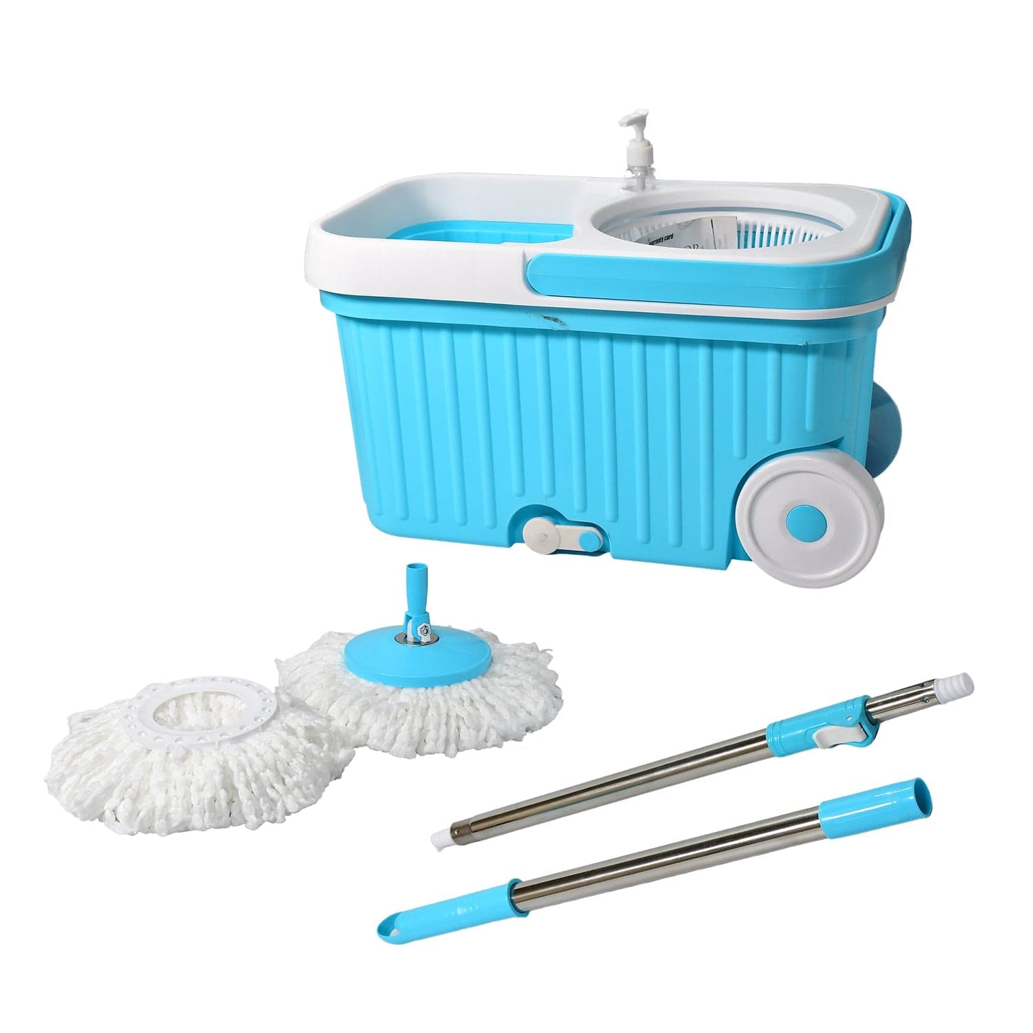 Sporty Plastic Spin Mop with Bigger Wheels and Plastic Auto Fold Handle for 360 Degree Cleaning. thumbnail 1