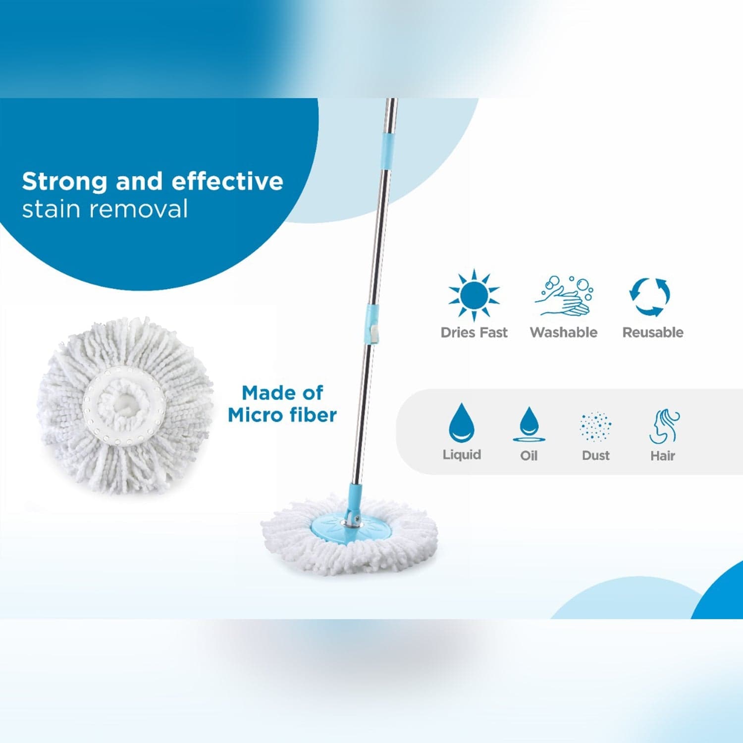 Sporty Plastic Spin Mop with Bigger Wheels and Plastic Auto Fold Handle for 360 Degree Cleaning. thumbnail 3