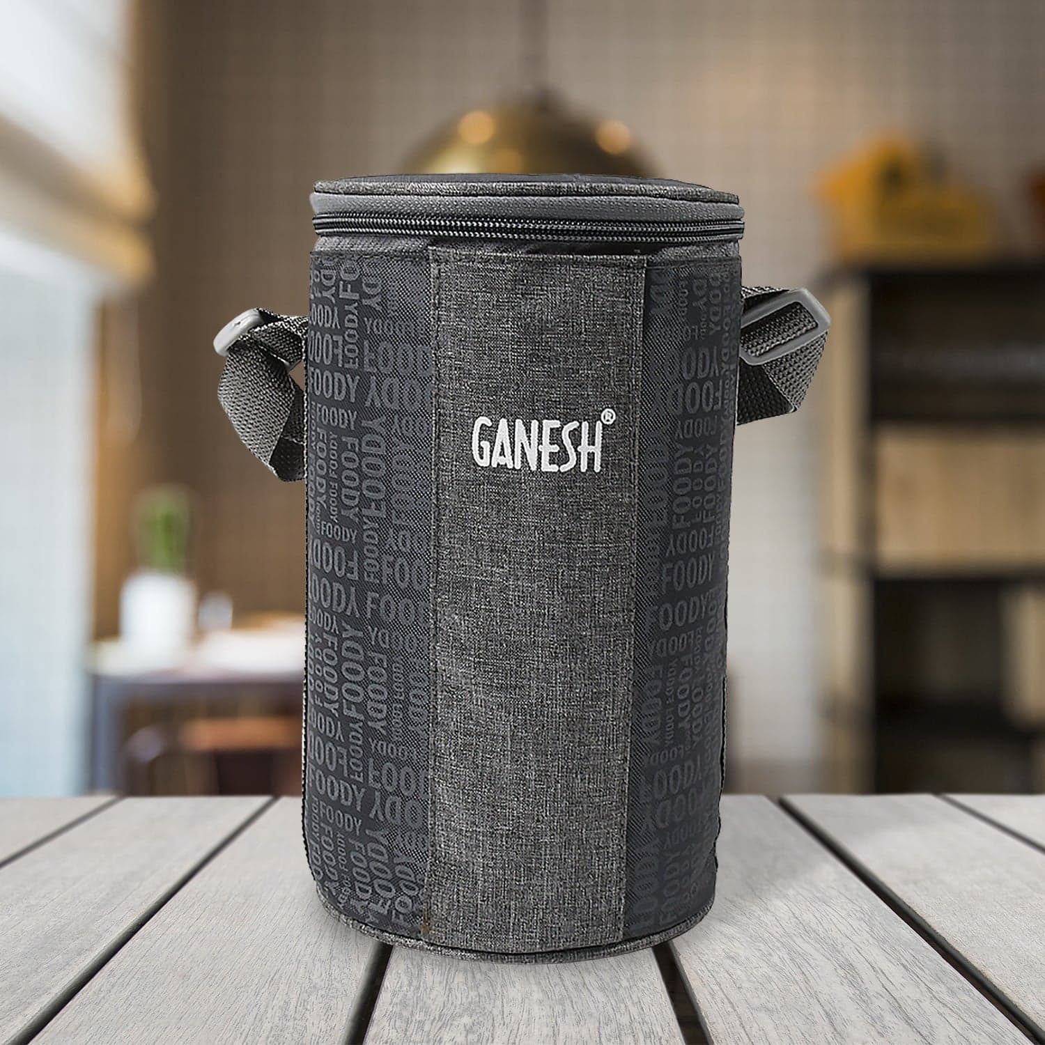 Ganesh 4In1 Tiffin Box-Lunch Box | 3 Stainless Steel Containers 300 Ml Approx & Plastic Salad Container 200 Ml Approx| Plastic Lid Box | Round Zip Bag | Leak Proof | Microwave Safe For Office thumbnail 3