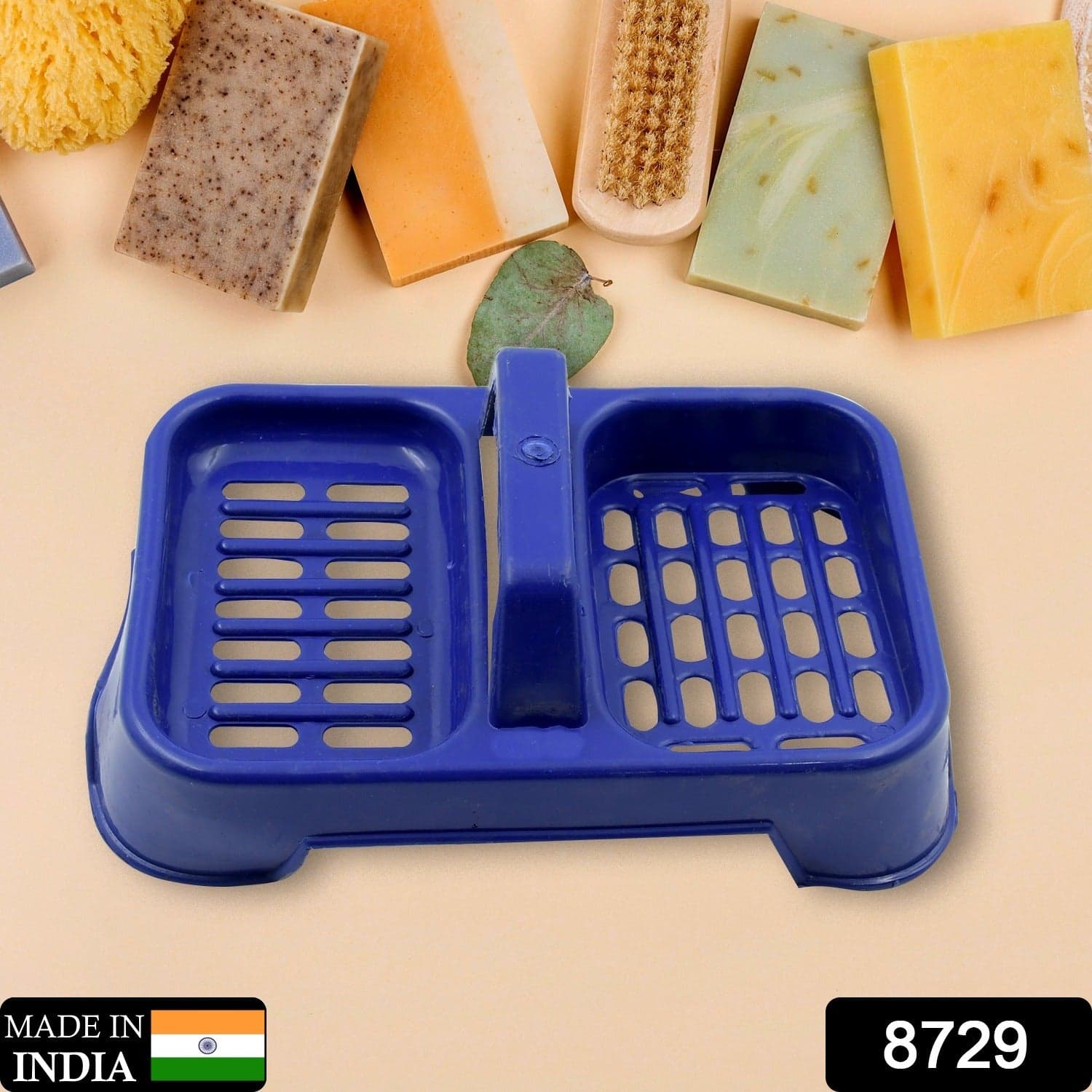 2In1 Plastic Soap Case, Dual Section Soap Holder For Bathroom Or Kitchen Sink ,Sabudani(1 Pc / Multicolor) thumbnail 2