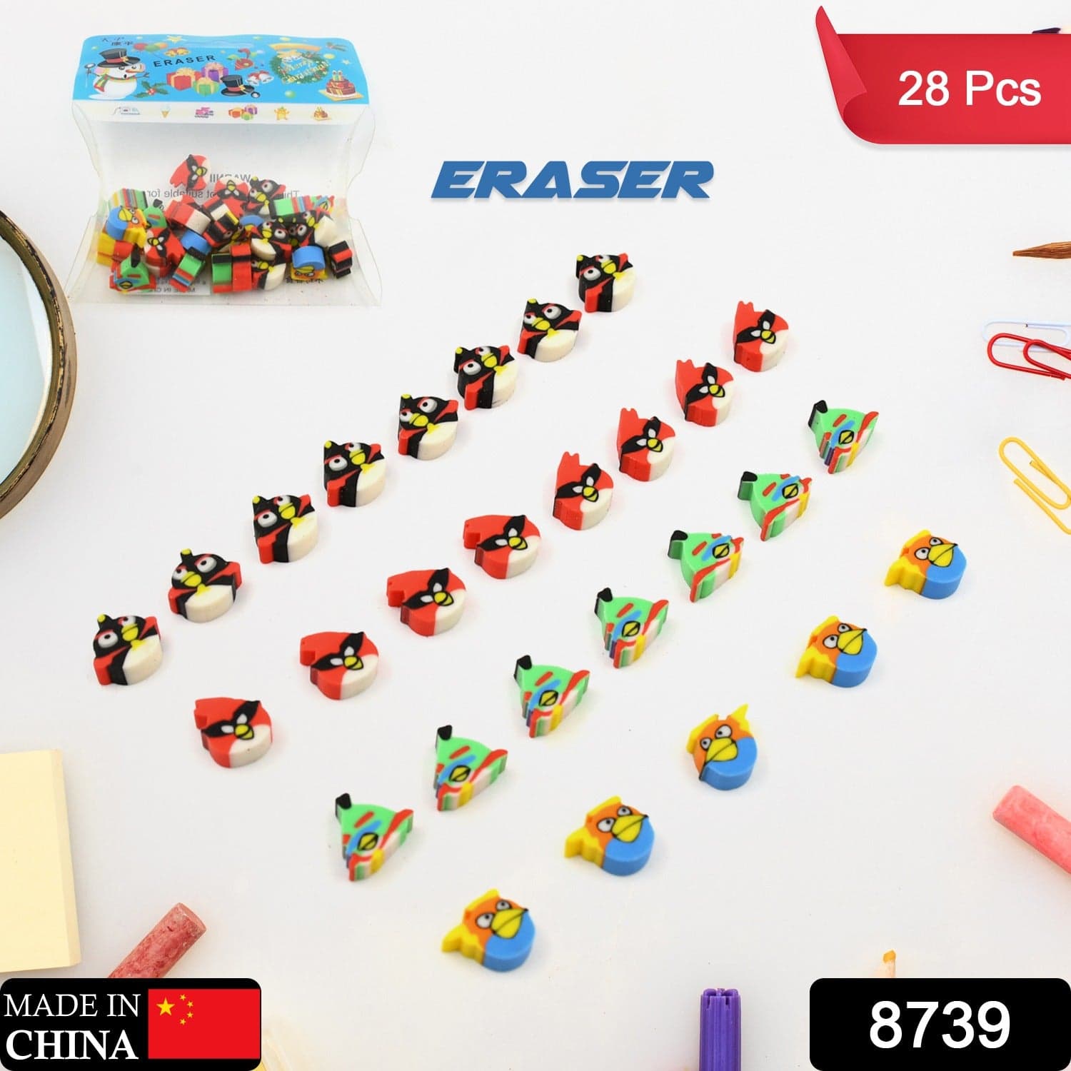 Colorful Novelty Eraser Set for Kids and Gifts (28 Pcs In 1 Packet) thumbnail 2