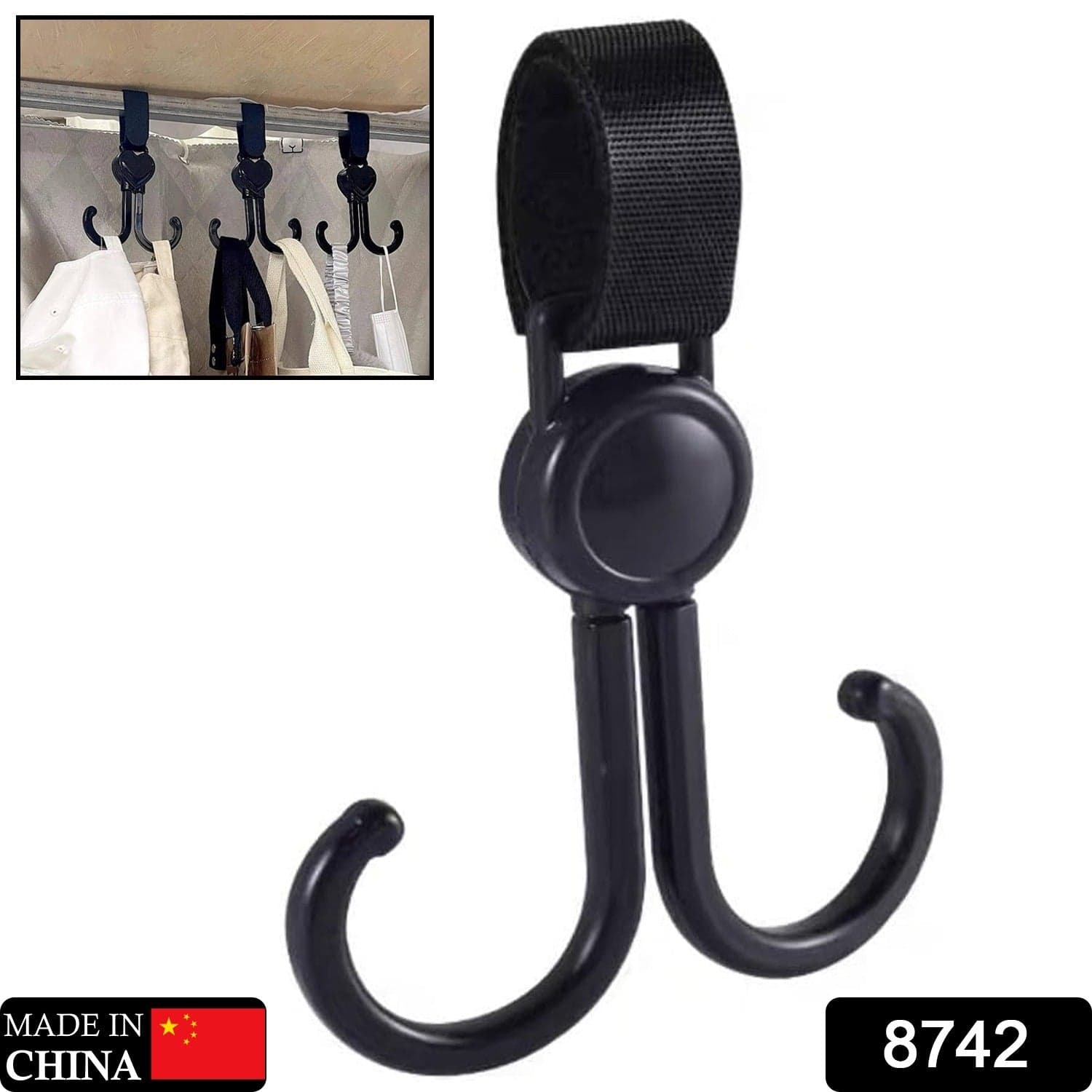 360° Rotating Multi-Purpose Baby Carriage Hook of For Strollers, Cars & More (1 Pc) thumbnail 2